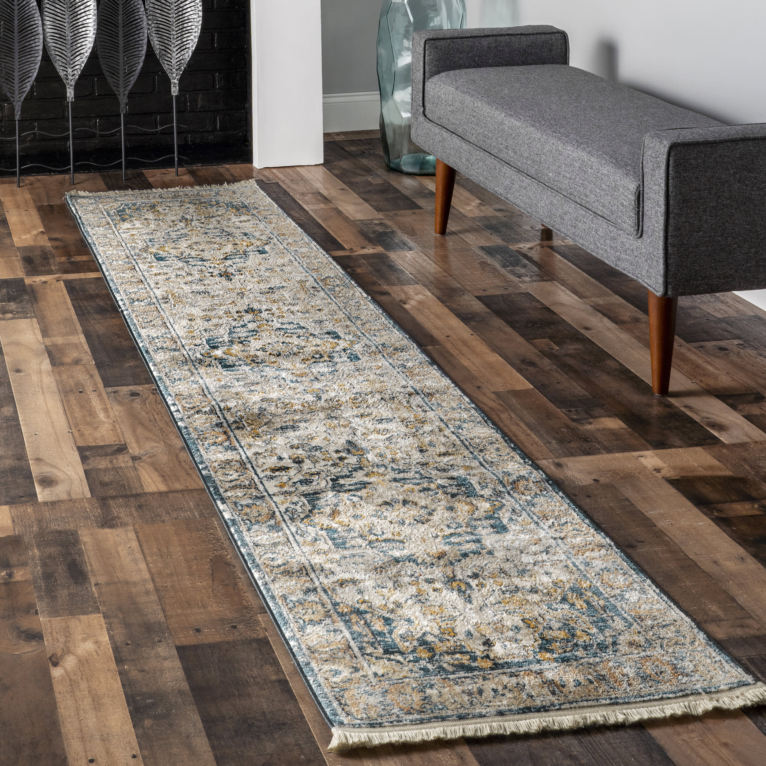 Winged Cartouche Rug | Grey - Image 2