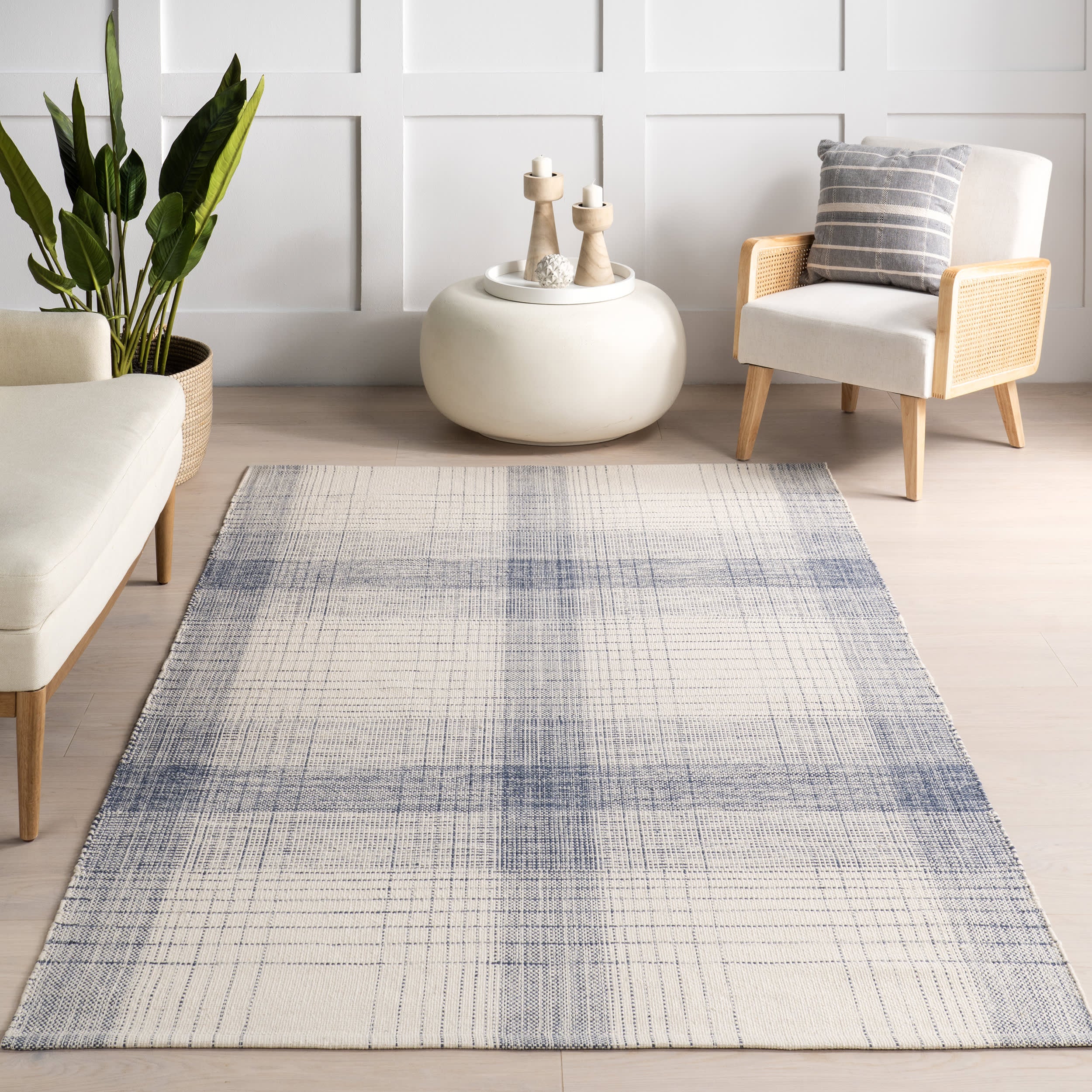 Winifred Vintage Plaid Rug | Blue - Image 5