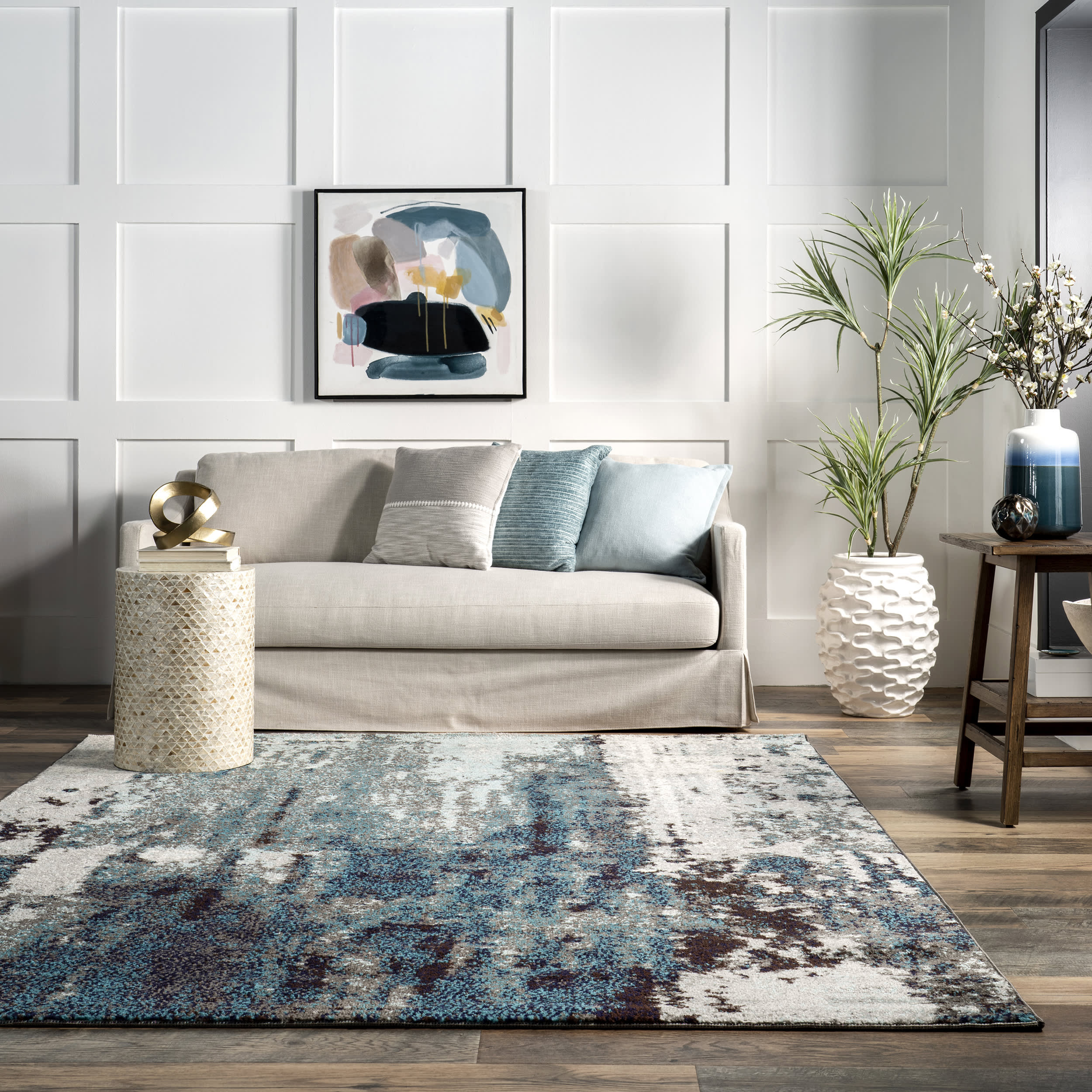 Winter Abstract Rug | Teal - Image 4