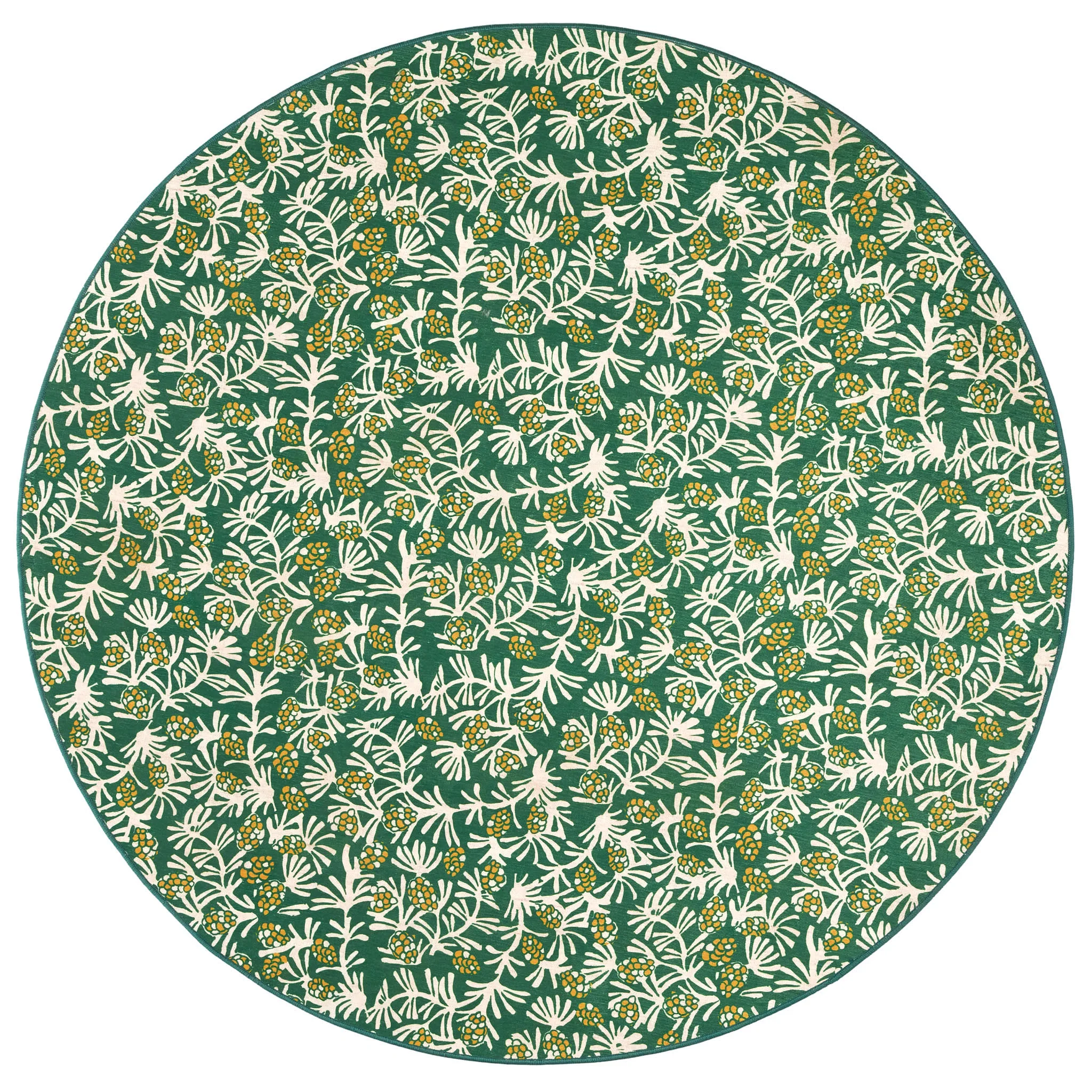 Winter Pinecones Machine Washable Rug | Green - Image 3