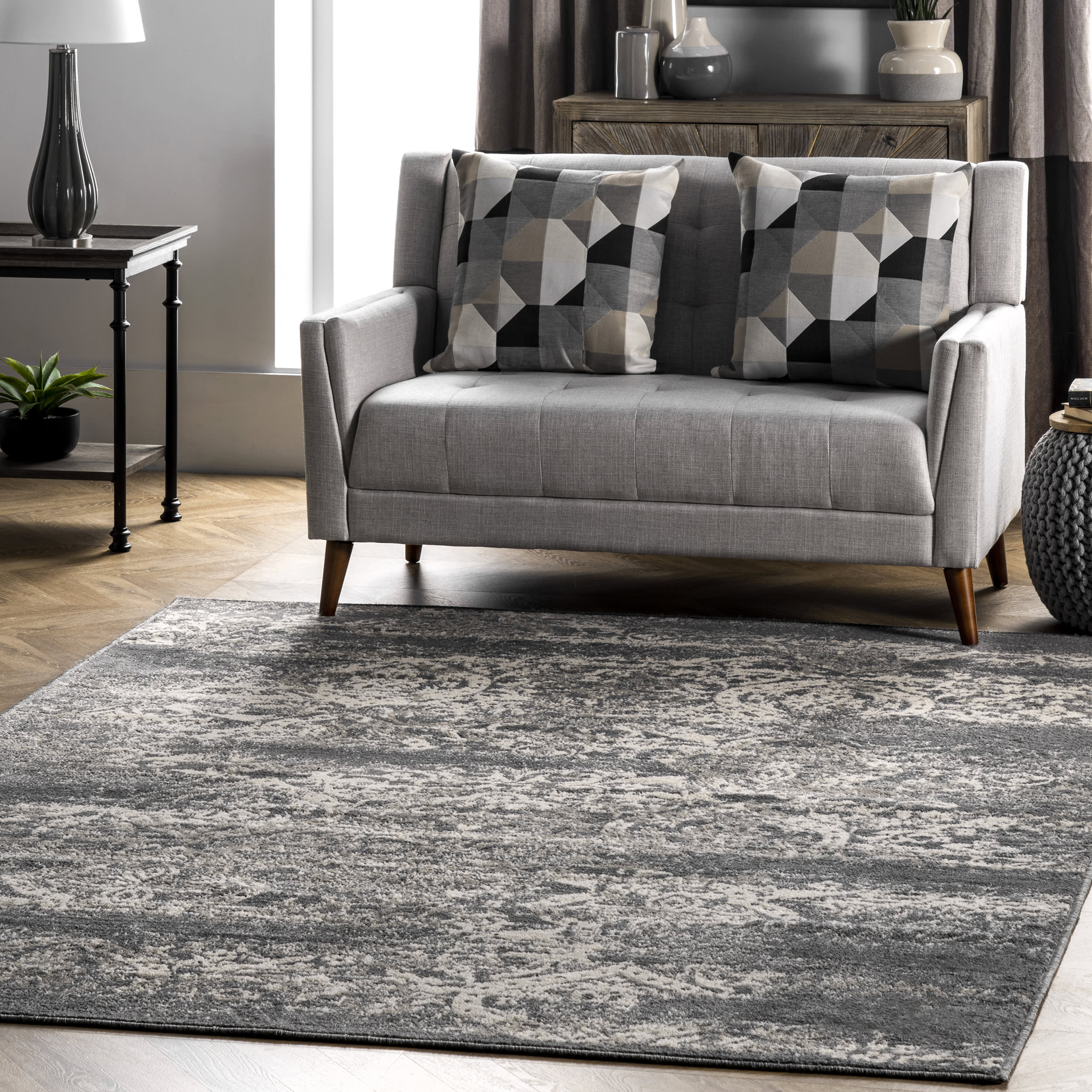 Withered Floral Rug | Dark Grey - Image 2