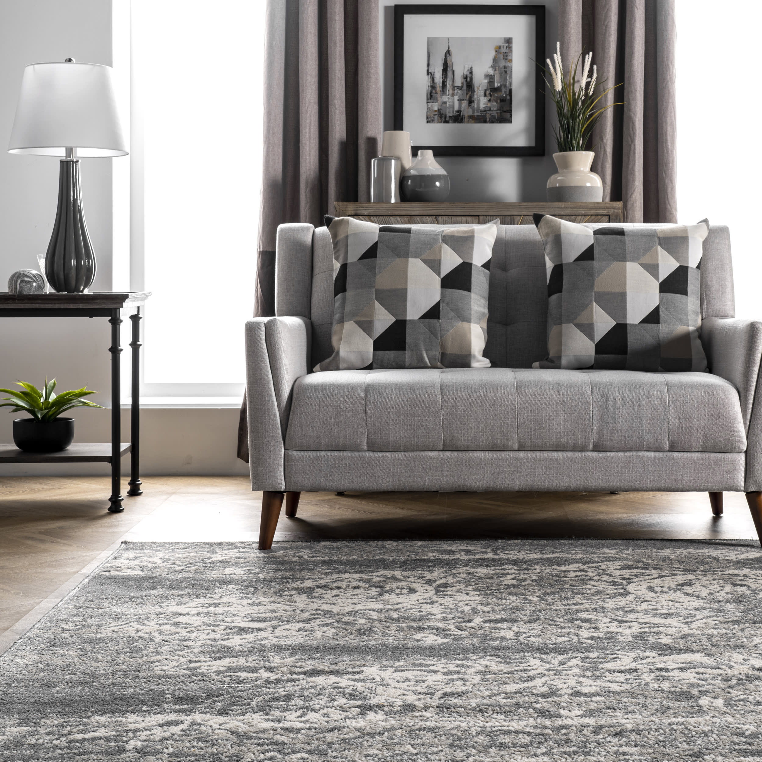 Withered Floral Rug | Dark Grey - Image 4