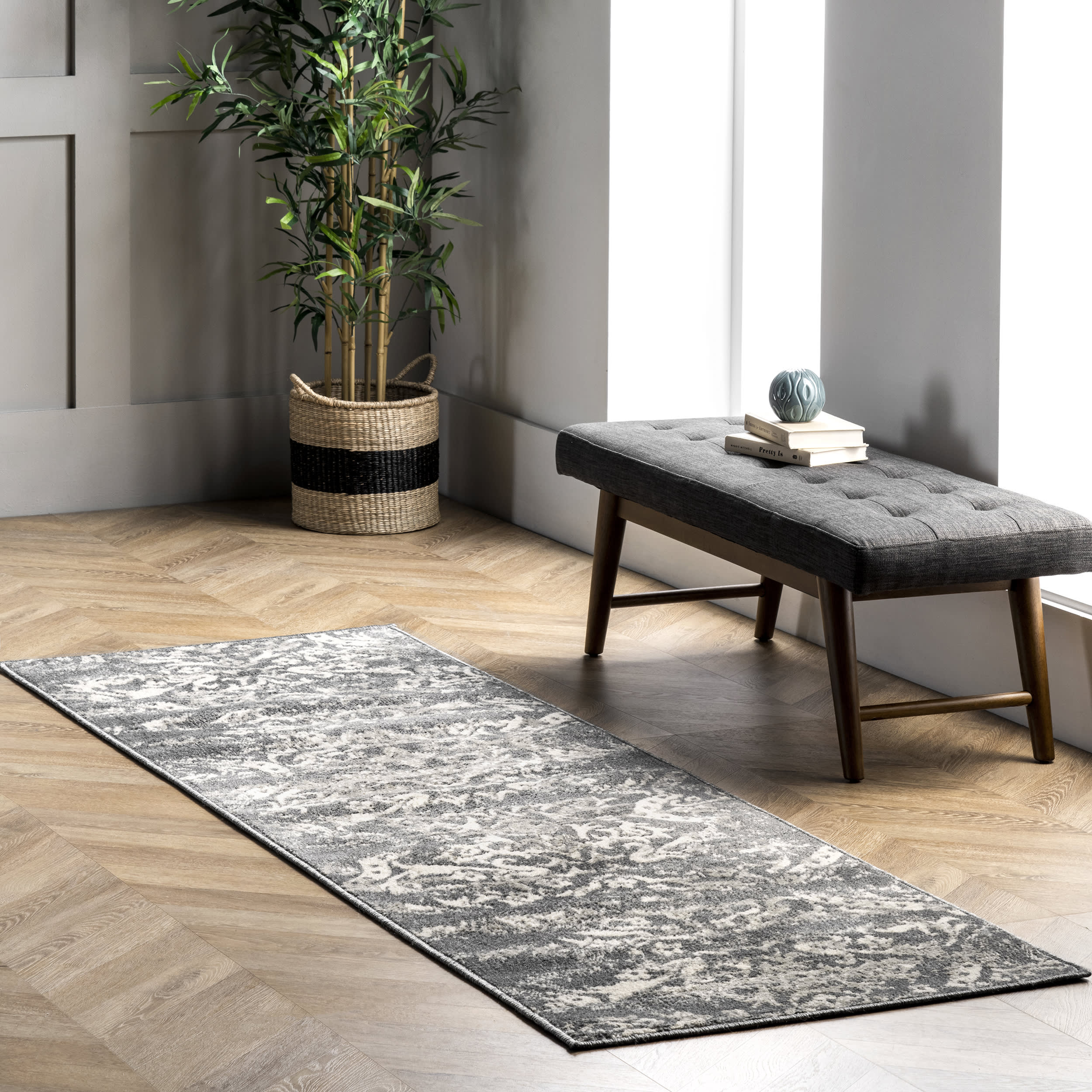 Withered Floral Rug | Dark Grey - Image 2