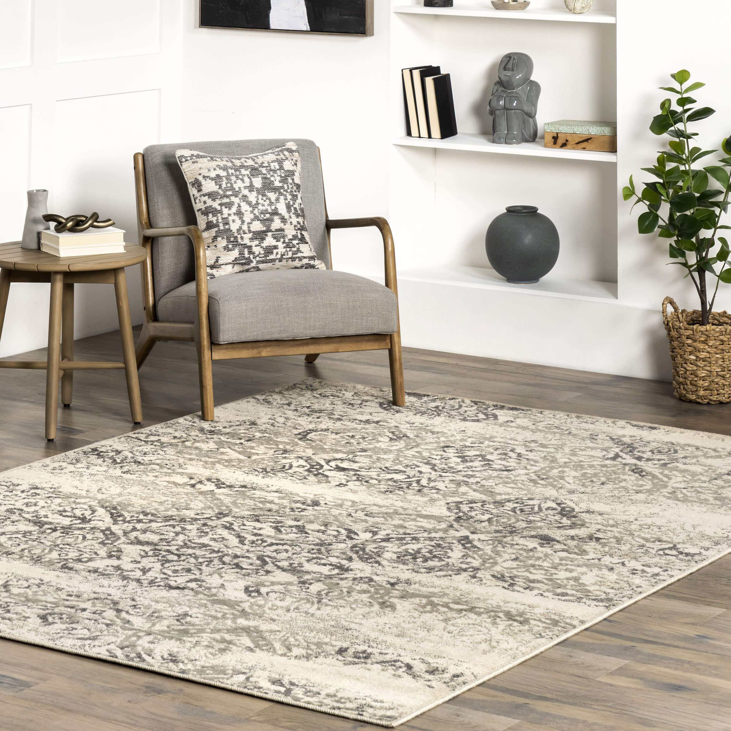 Withered Floral Rug | Grey - Image 2