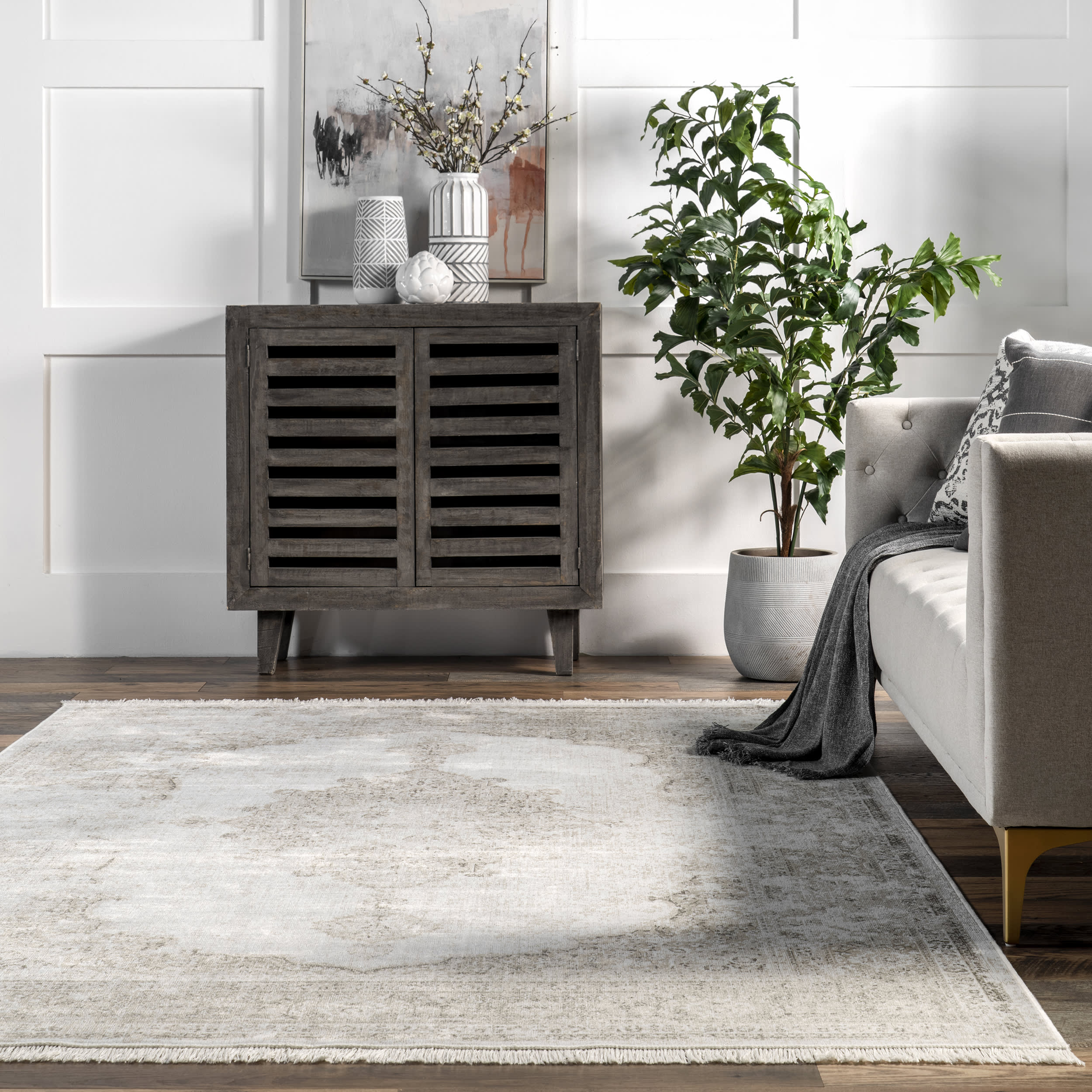 Withering Medallion Fringe Rug | Ivory - Image 4
