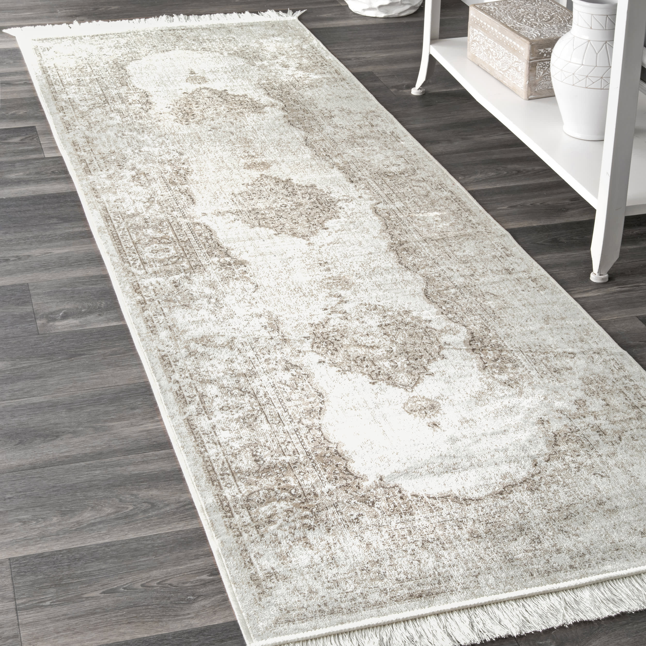Withering Medallion Fringe Rug | Ivory - Image 2
