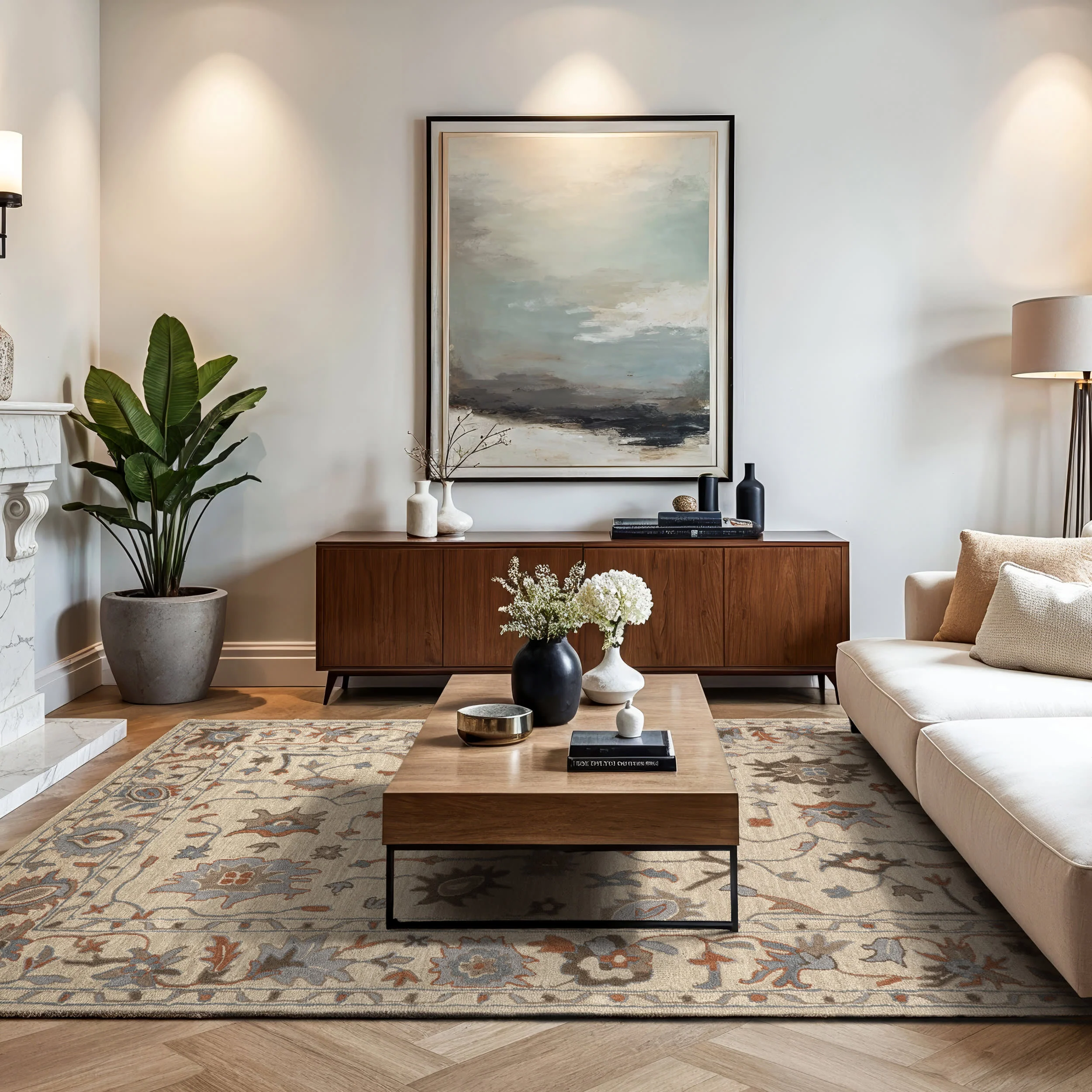 Woodland Bordered Wool Rug | Multicolor - Image 6