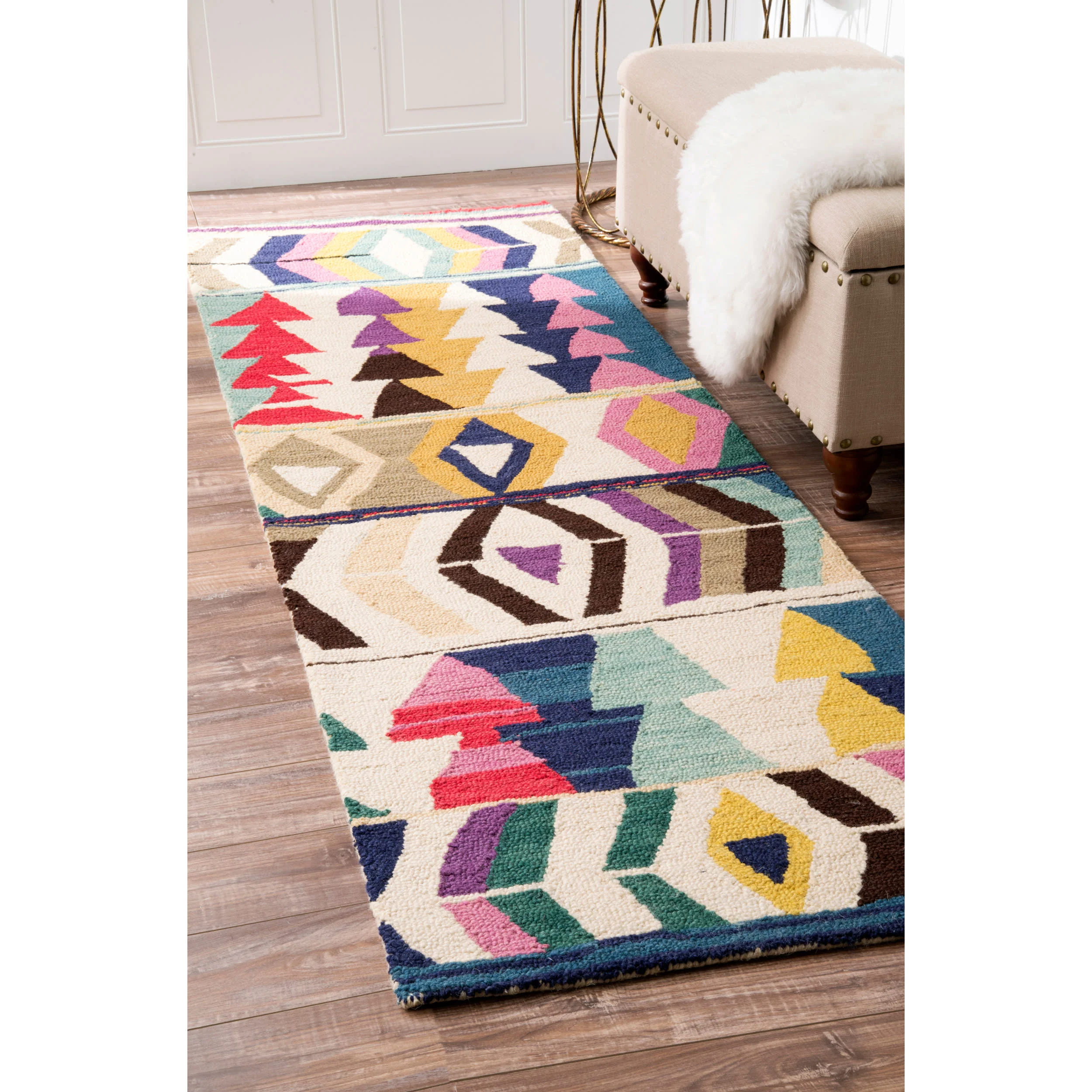 Wool Geometric Rug | Multicolor - Image 2
