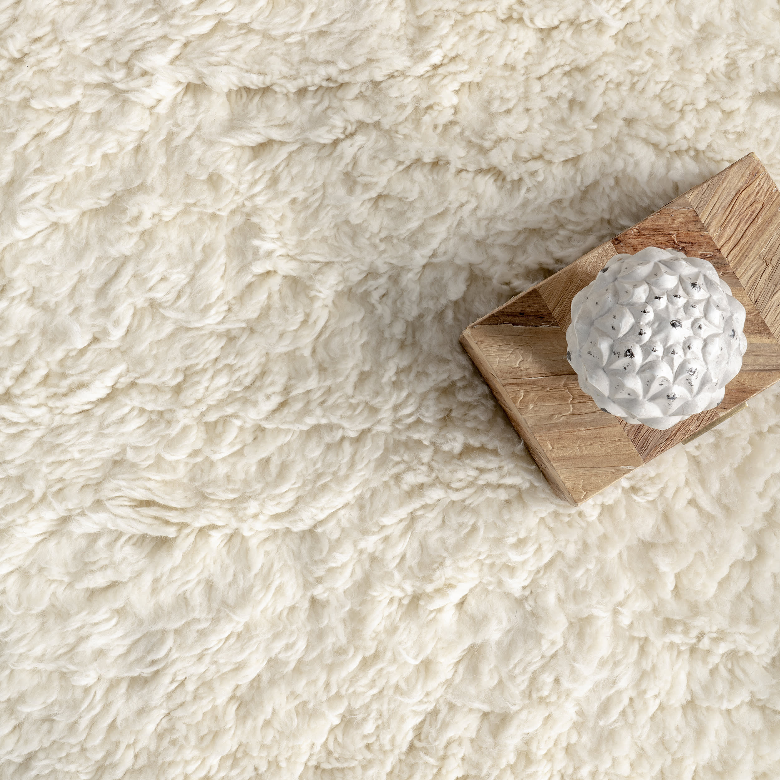 Wool Moroccan Shag Rug | Solid Ivory - Image 6