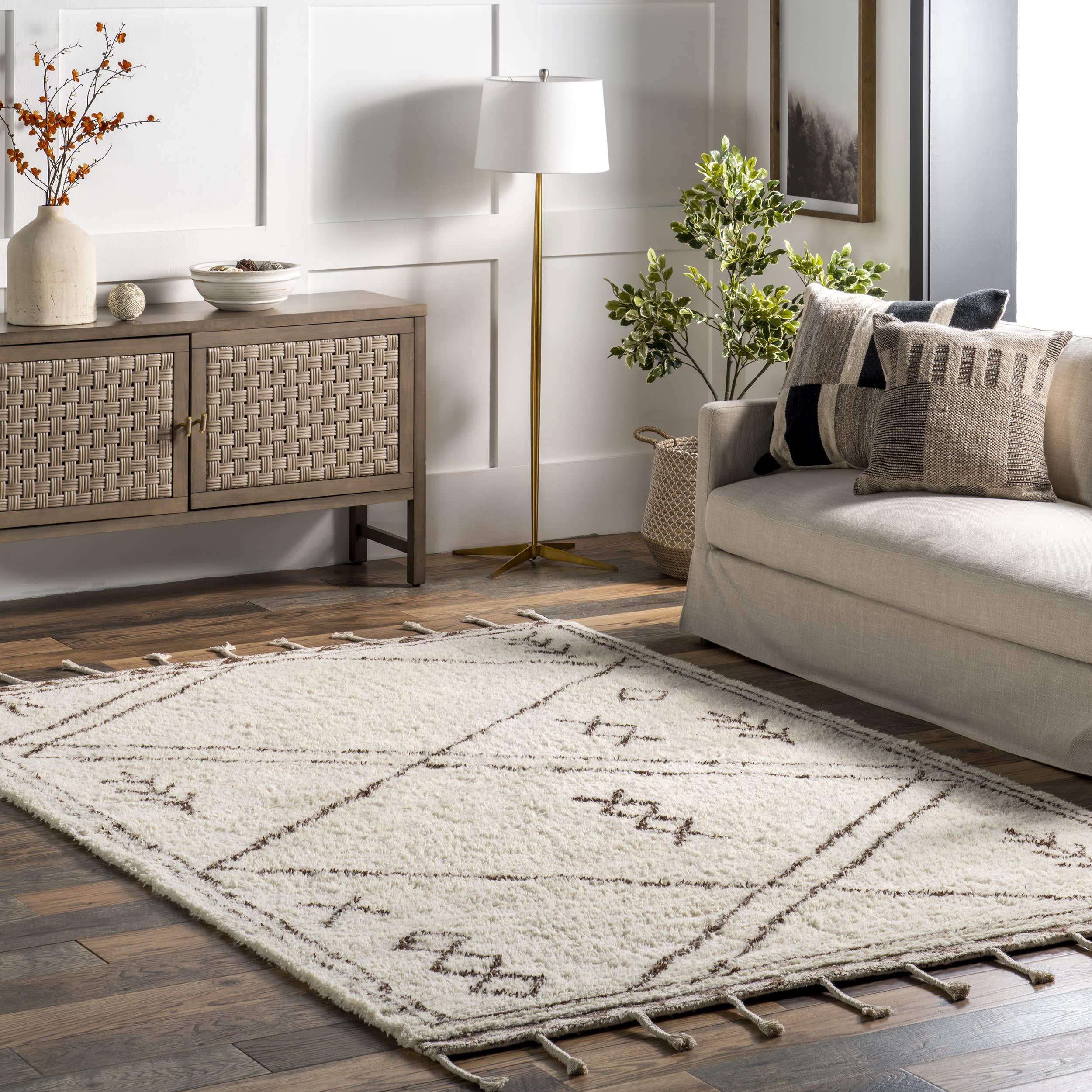 Wool Tasseled Rug | Beige - Image 2