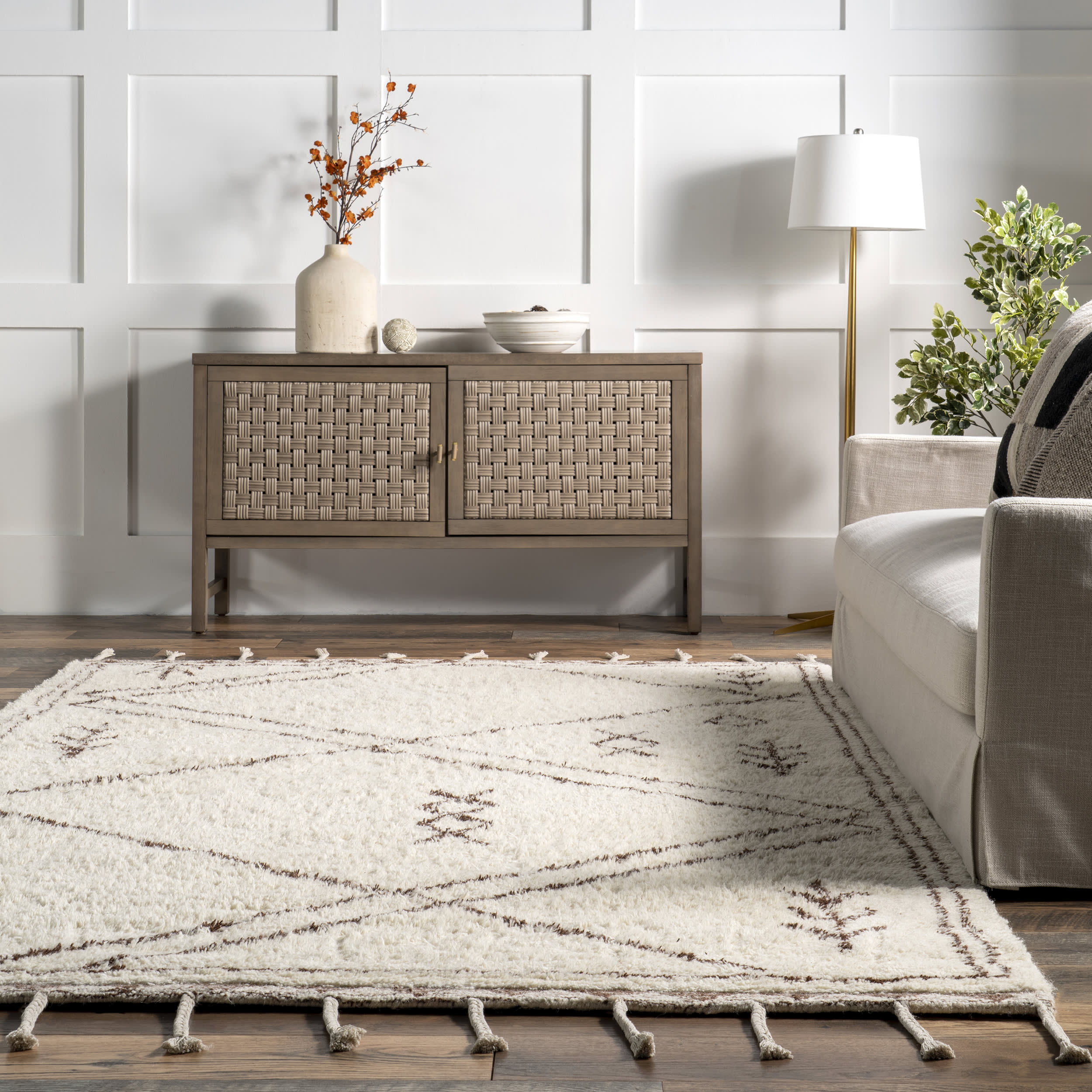 Wool Tasseled Rug | Beige - Image 4