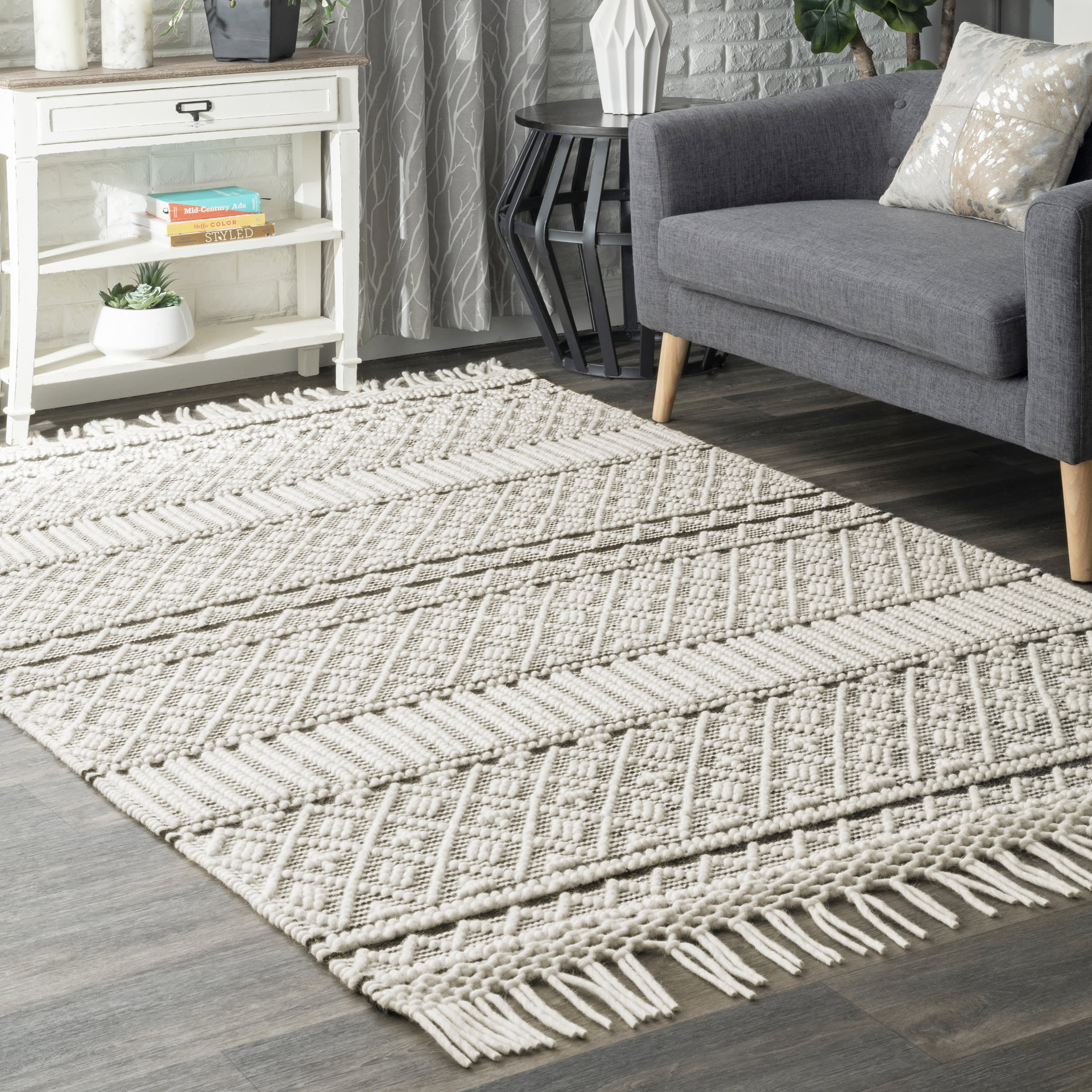 Wool-Blend Textured Rug | Ivory - Image 2