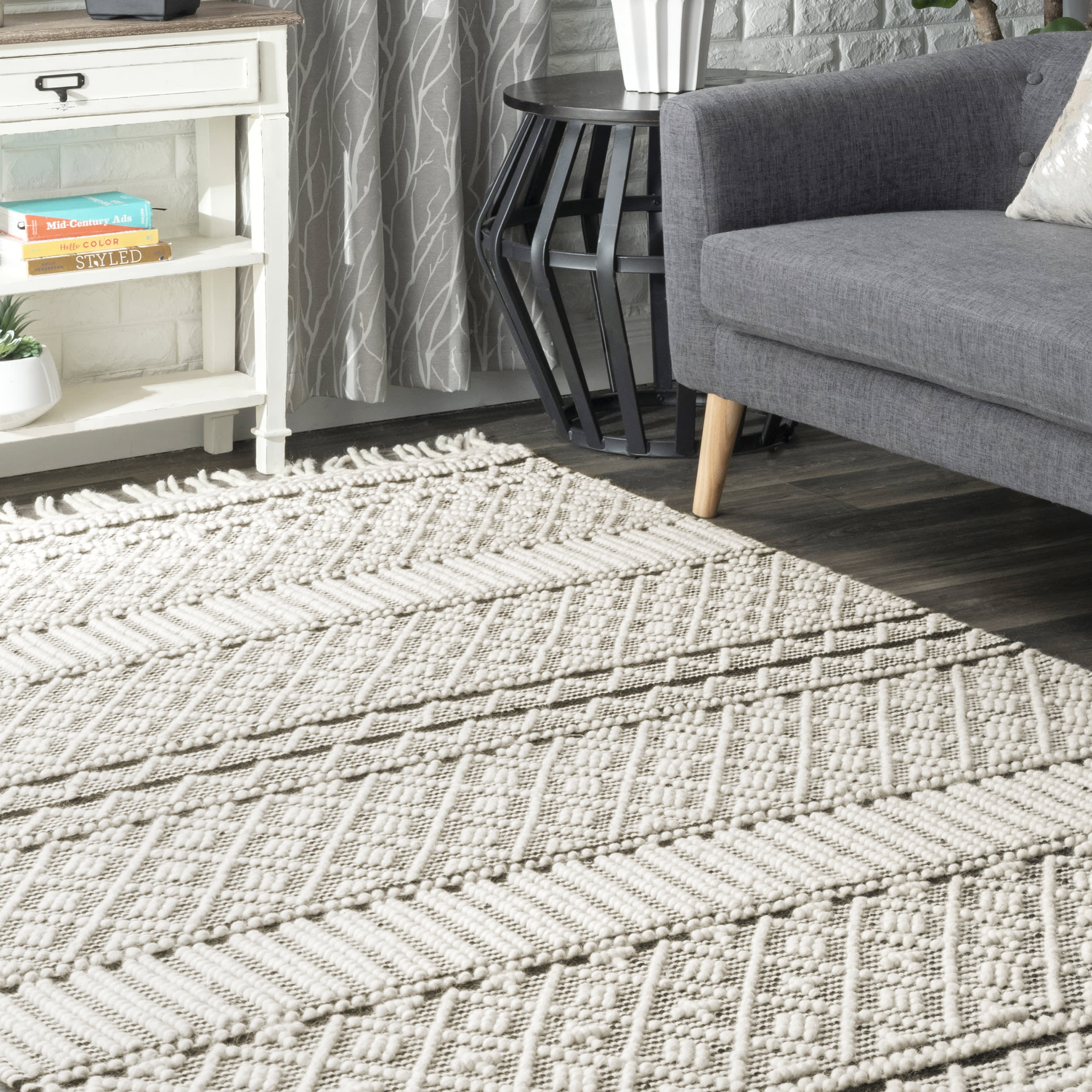 Wool-Blend Textured Rug | Ivory - Image 4