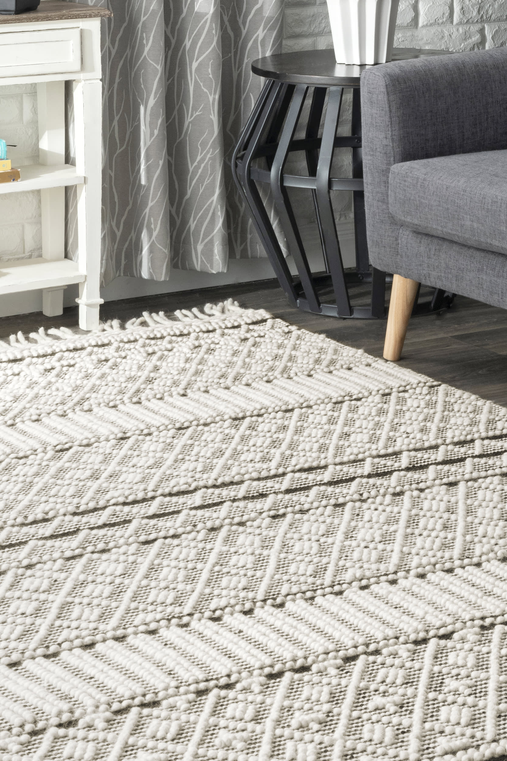 Wool-Blend Textured Rug | Ivory - Image 5