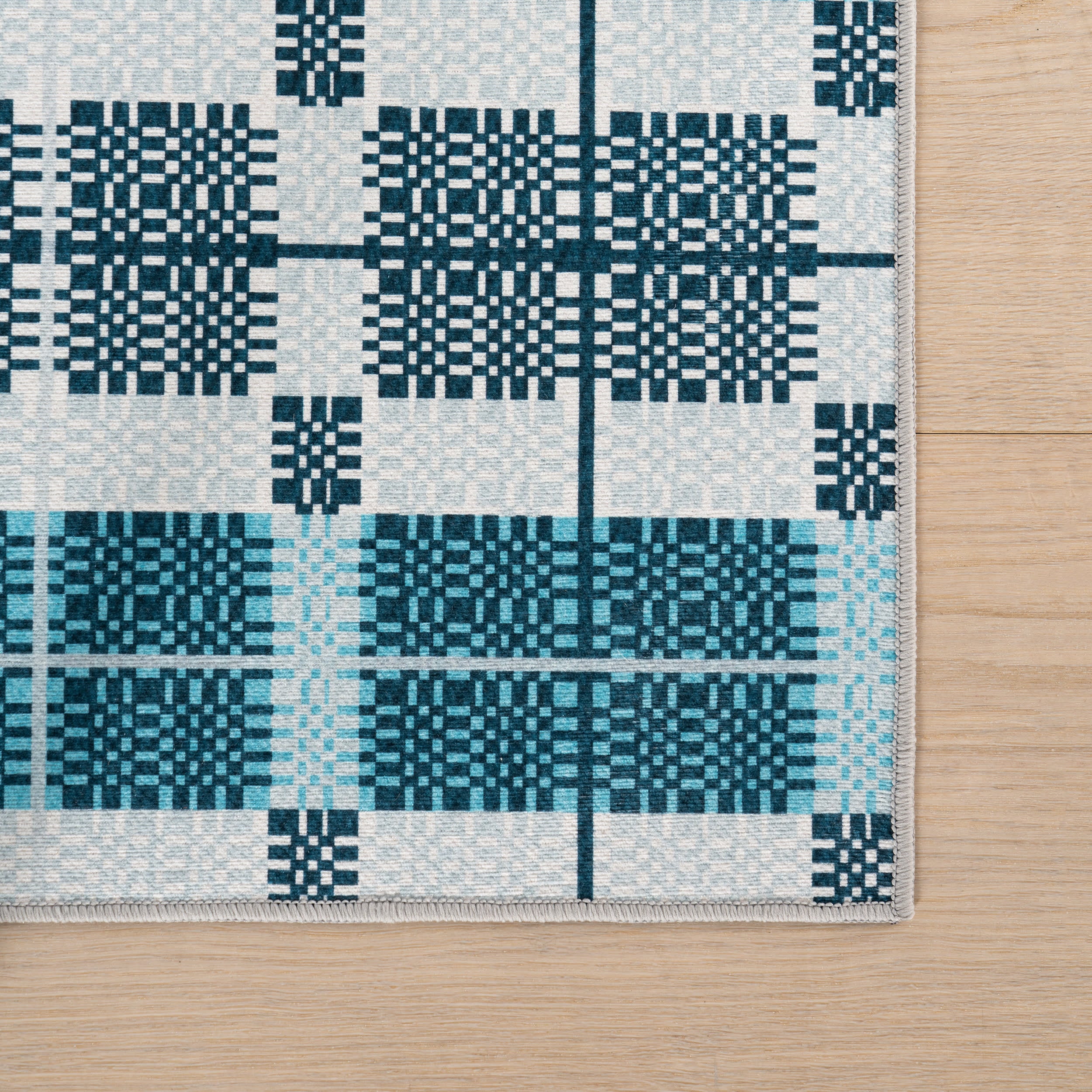 Woven Check Washable Rug by Society6 | Blue - Image 4