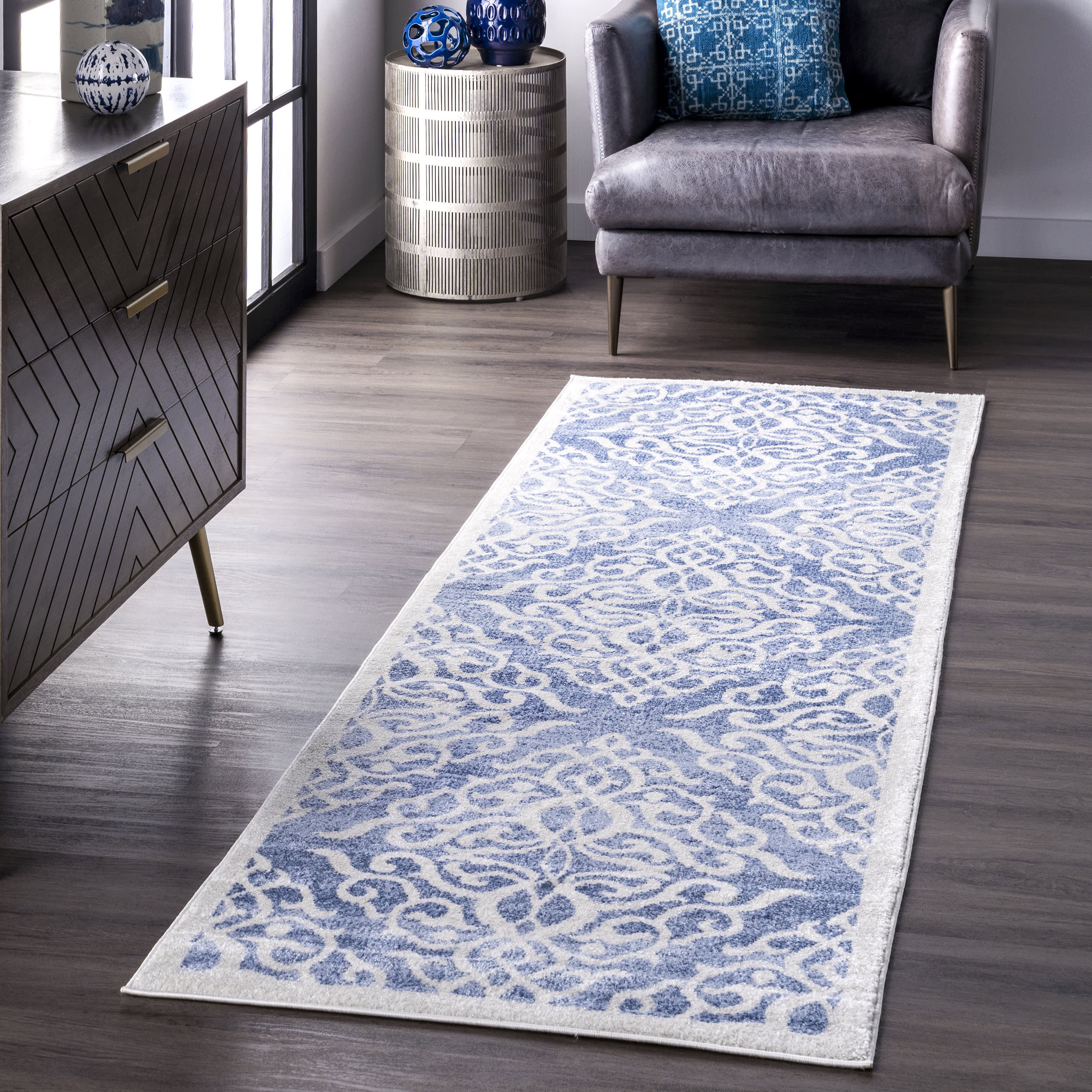 Wrought Iron Trellis Rug | Blue - Image 2
