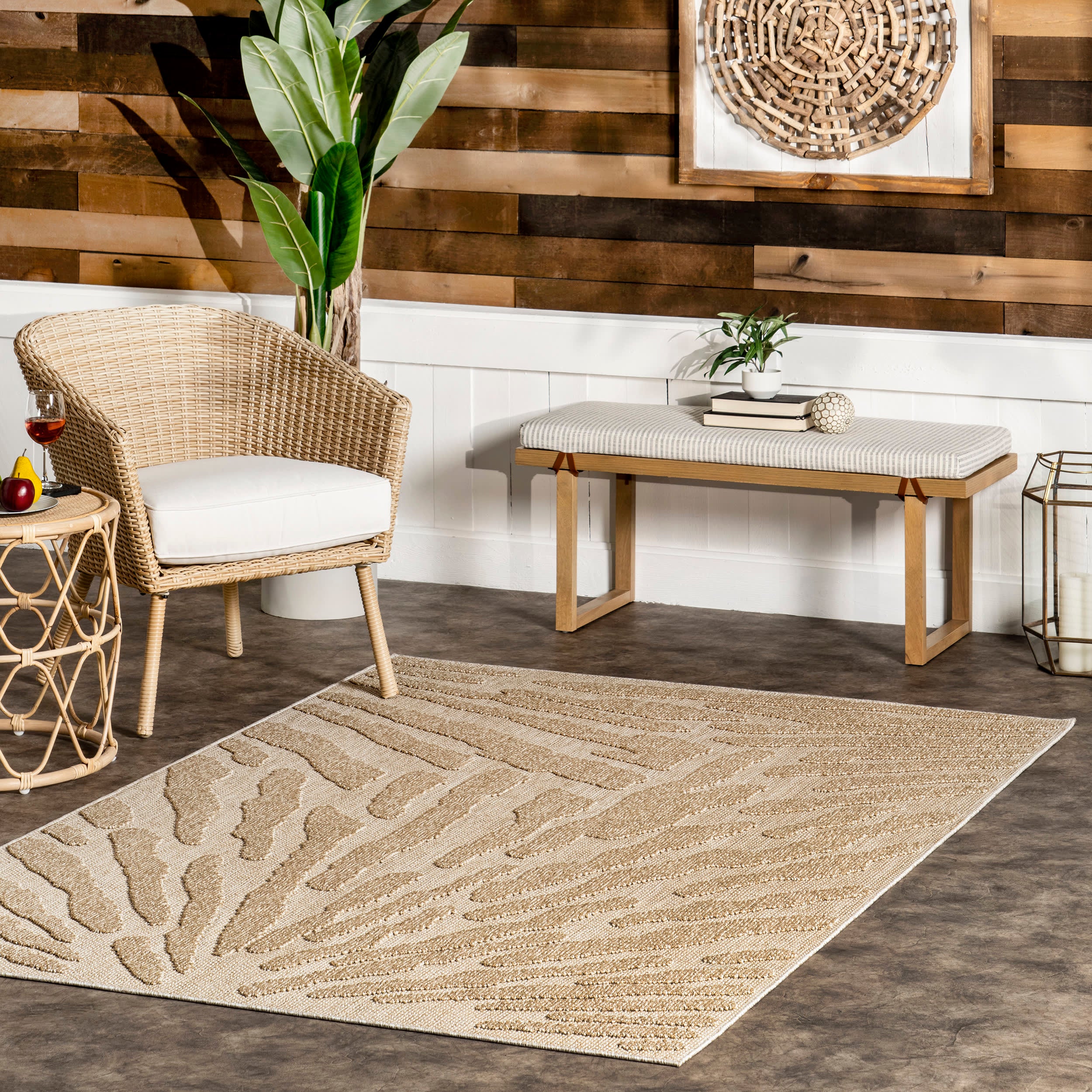 Yara Indoor/Outdoor Textured Rug | Beige - Image 2