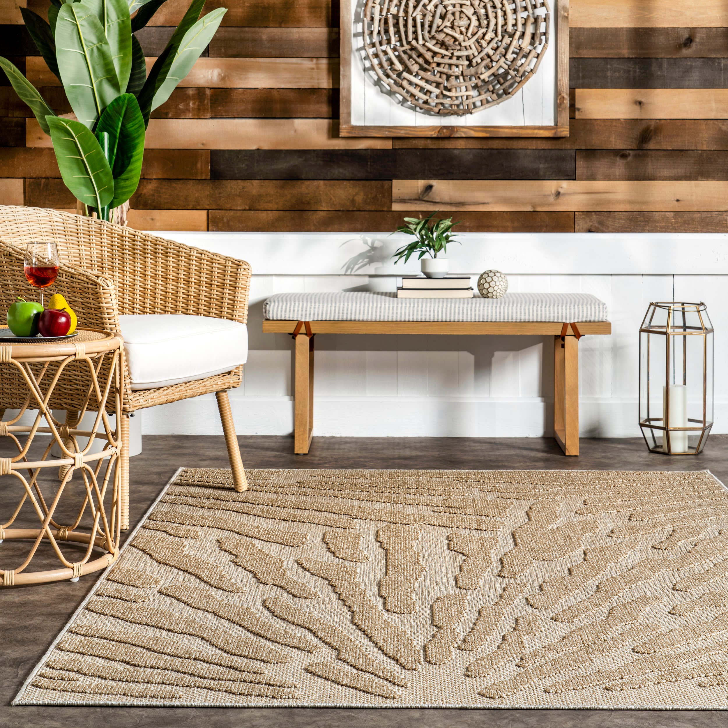 Yara Indoor/Outdoor Textured Rug | Beige - Image 4