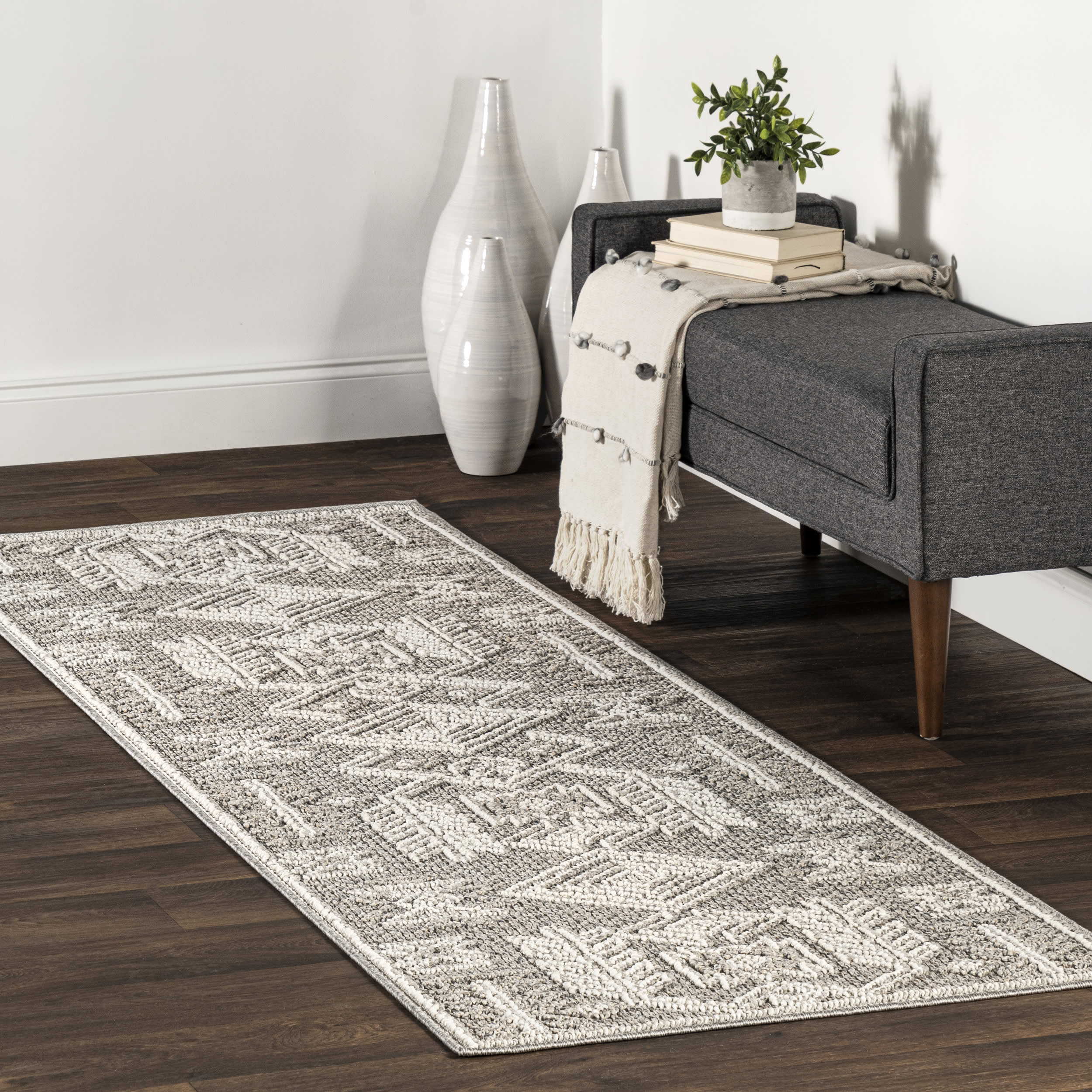 Yara Textured Symbolic Rug | Grey - Image 2