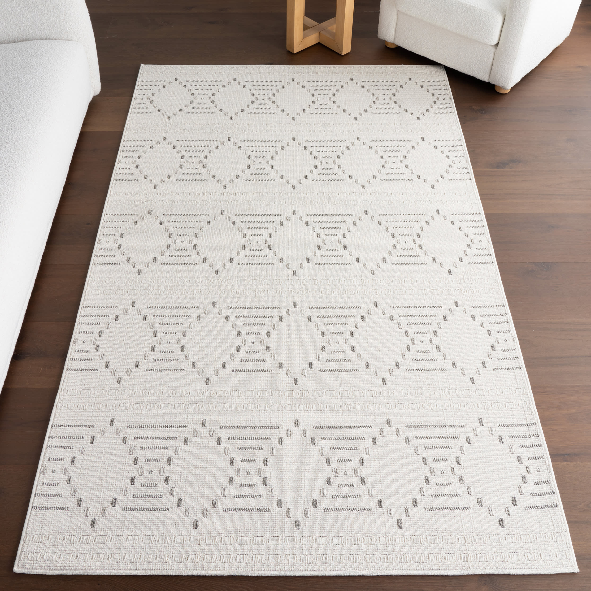 Yareli Hourglass Diamond Indoor/Outdoor Rug | Cream - Image 9