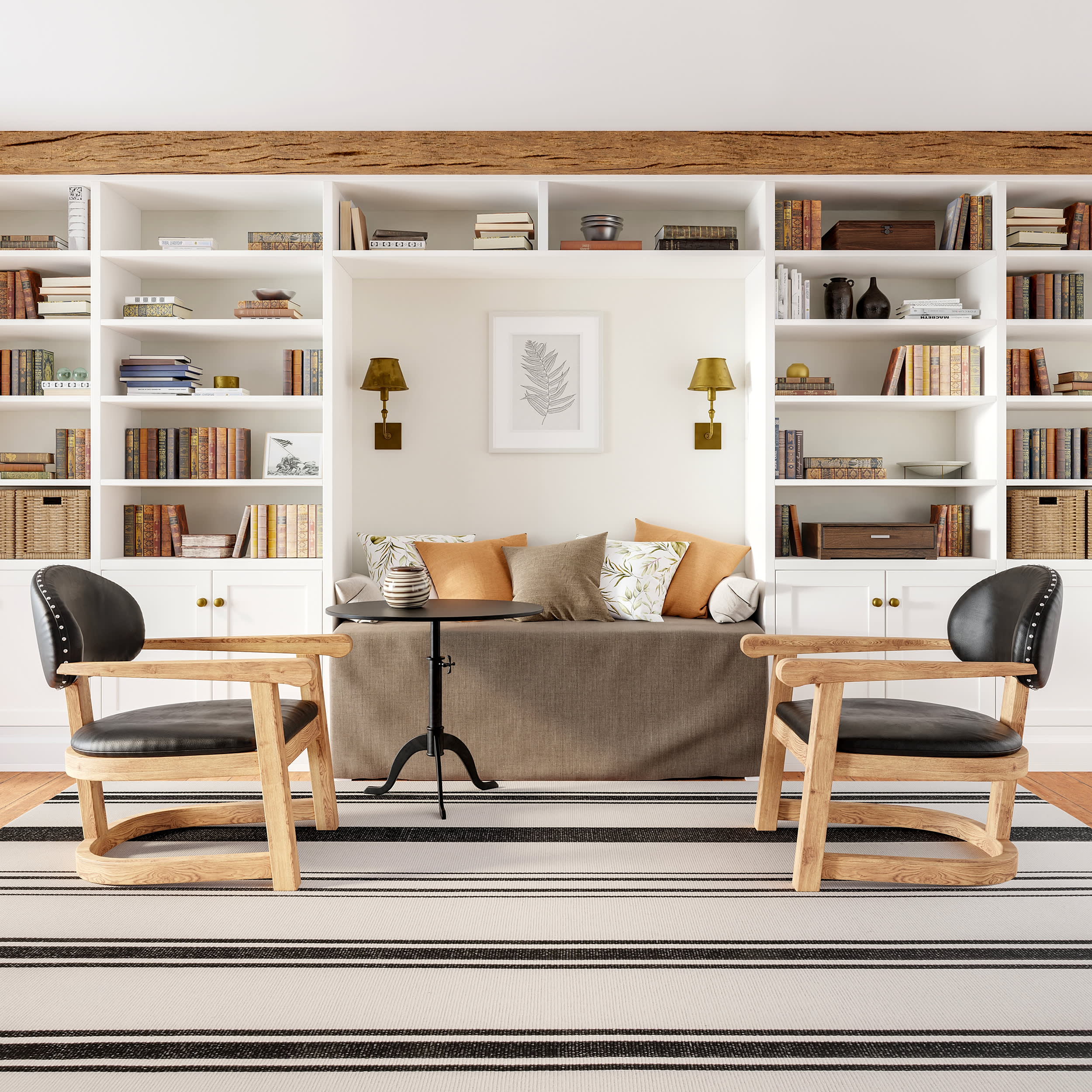 Yarrow Cotton Striped Rug | Ivory - Image 2