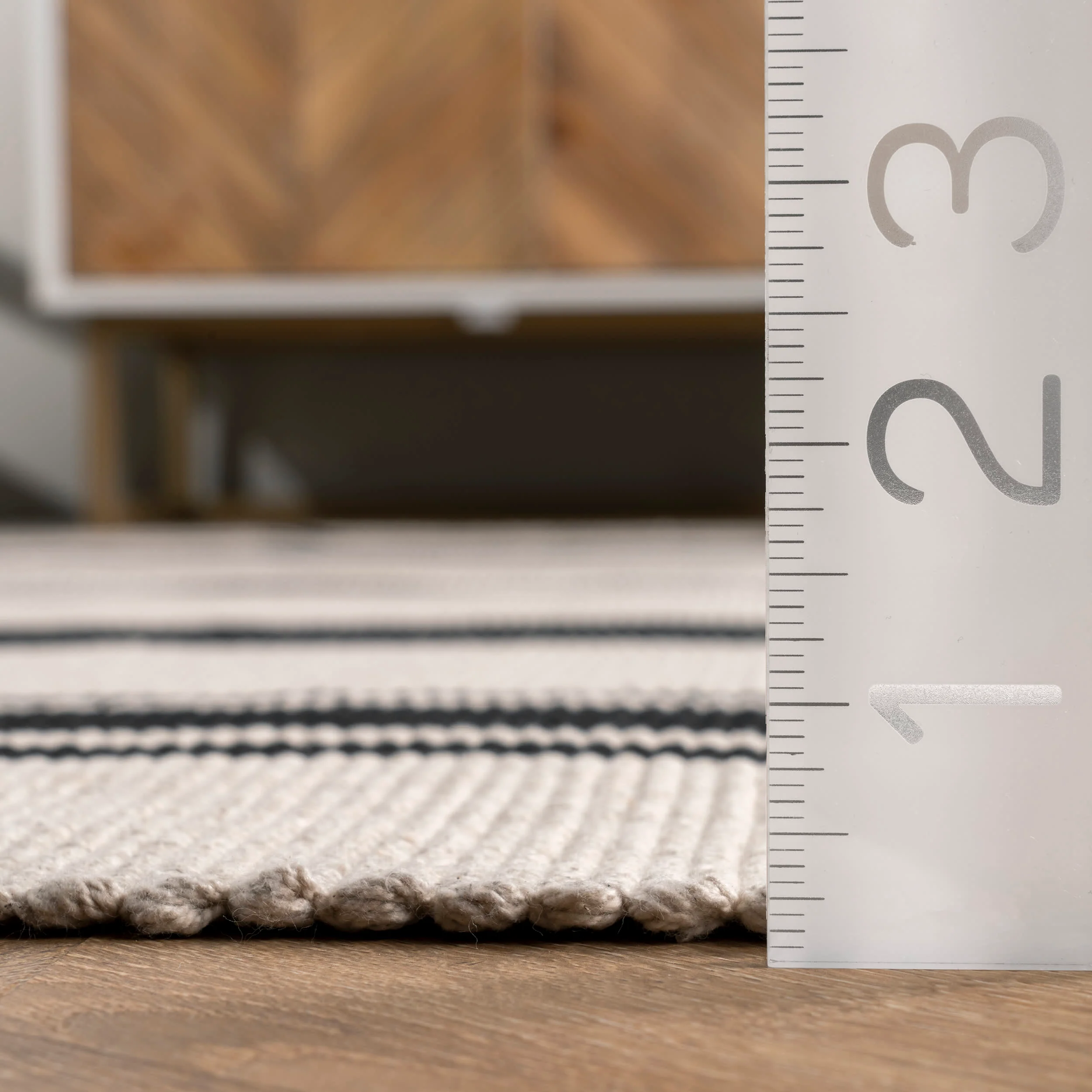 Yarrow Cotton Striped Rug | Ivory - Image 5