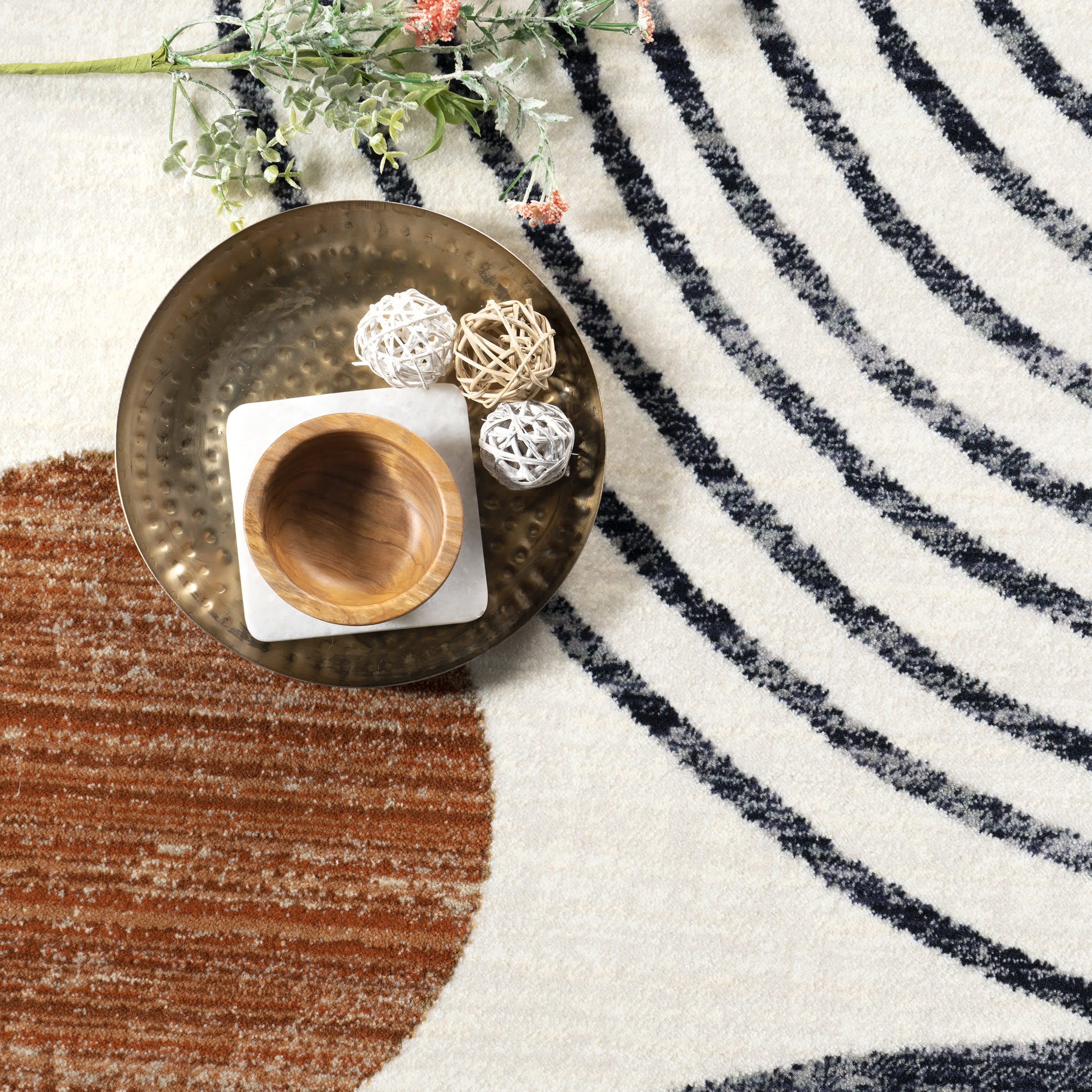 Yulissa Contemporary Rainbow Rug | Beige - Image 2