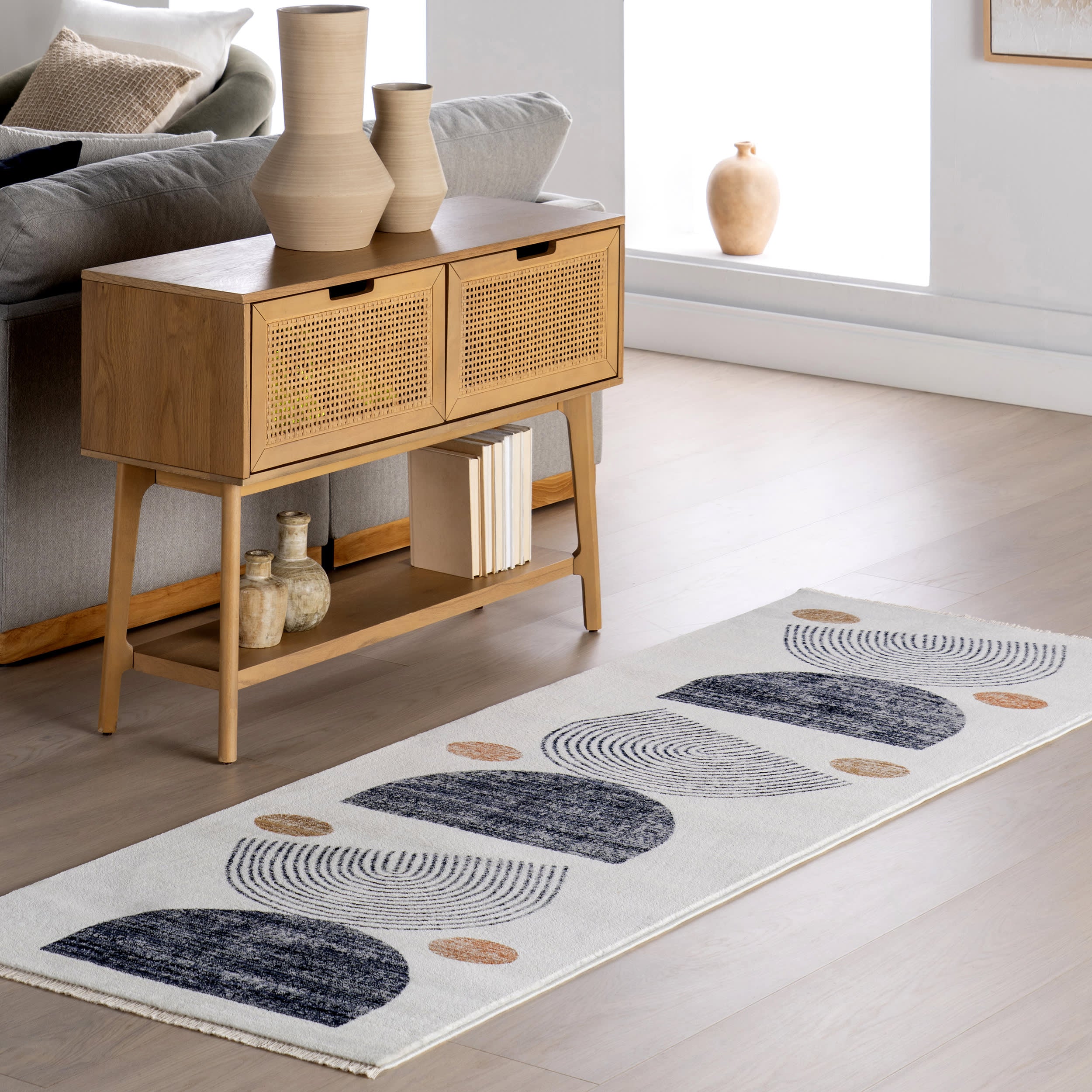 Yulissa Contemporary Rainbow Rug | Beige - Image 2
