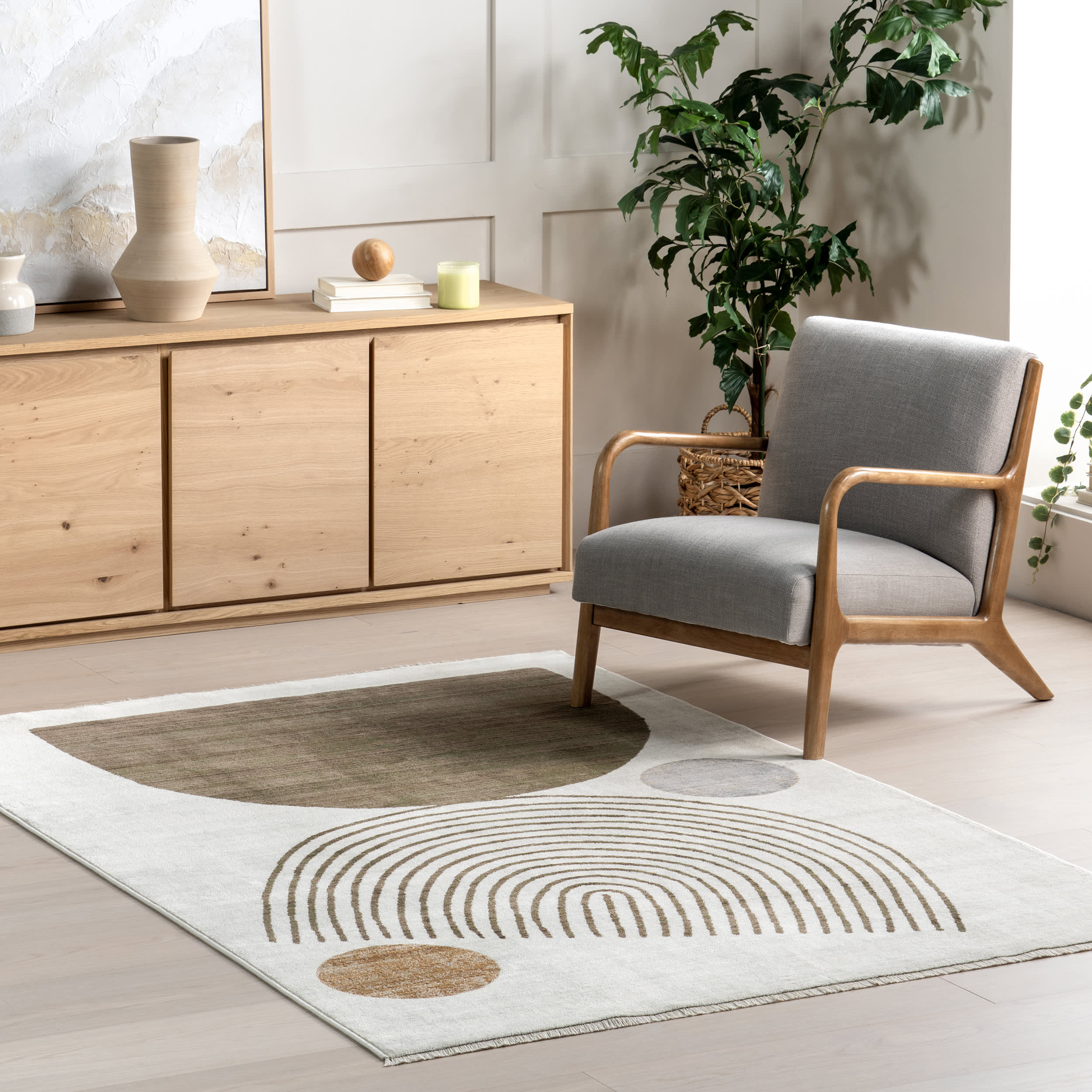 Yulissa Contemporary Rainbow Rug | Brown - Image 2