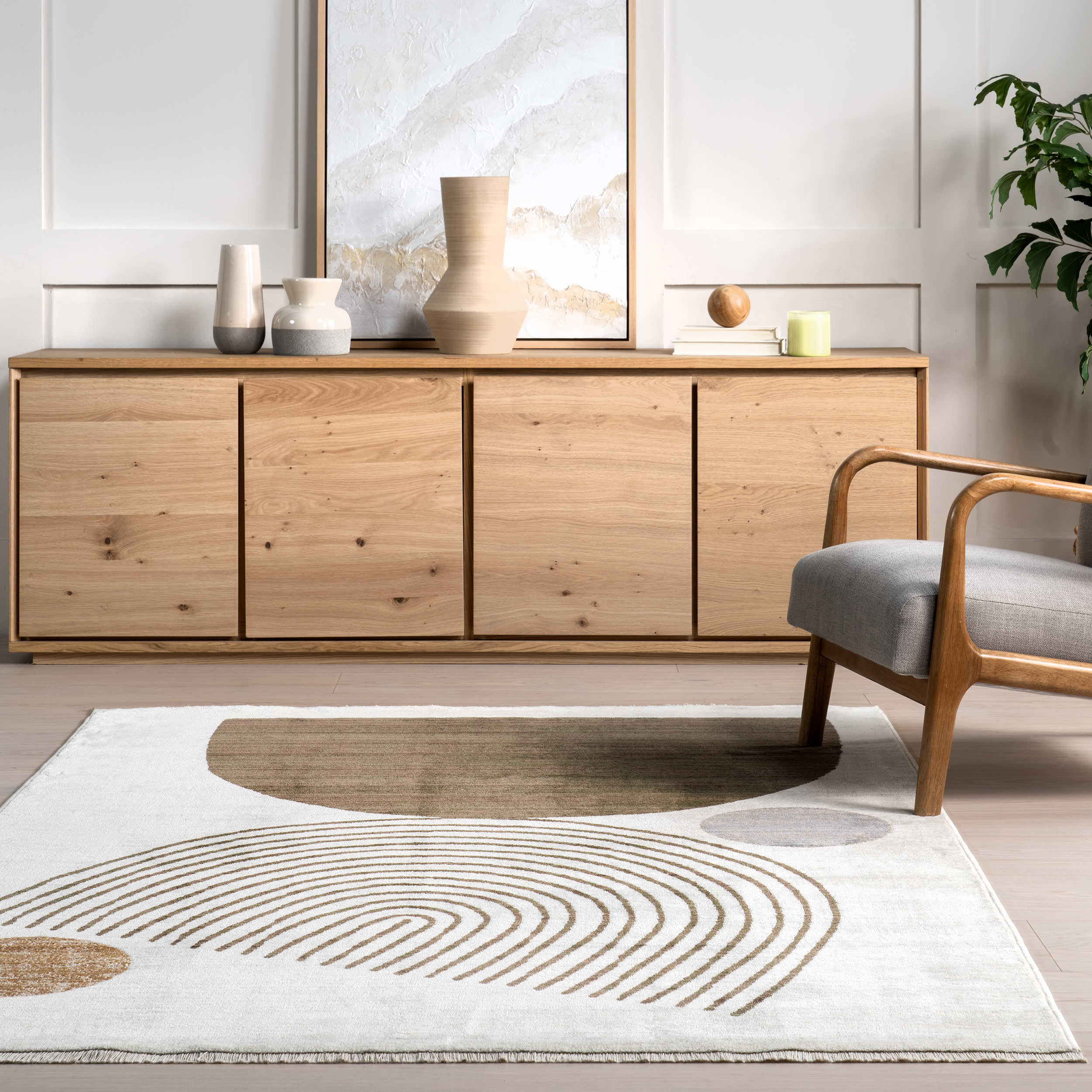Yulissa Contemporary Rainbow Rug | Brown - Image 4