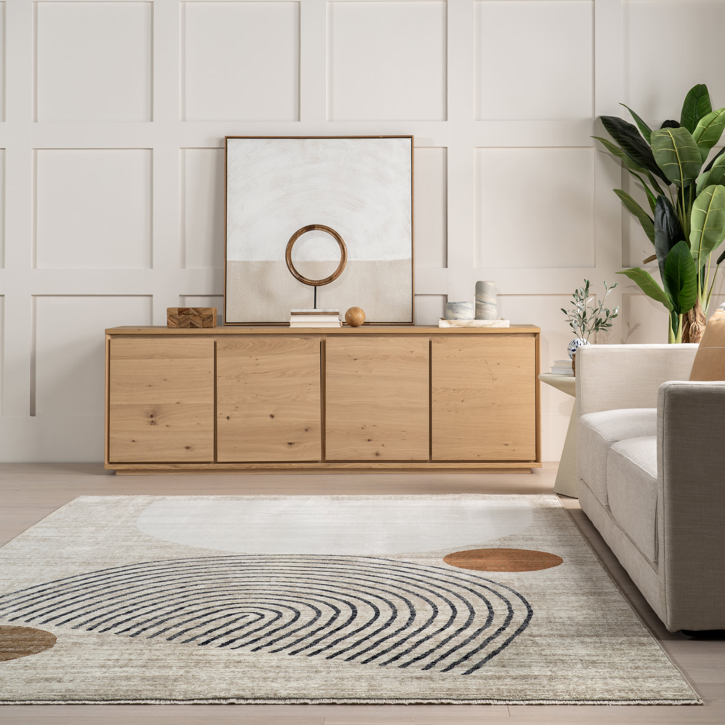 Yulissa Contemporary Rainbow Rug | Ivory - Image 4