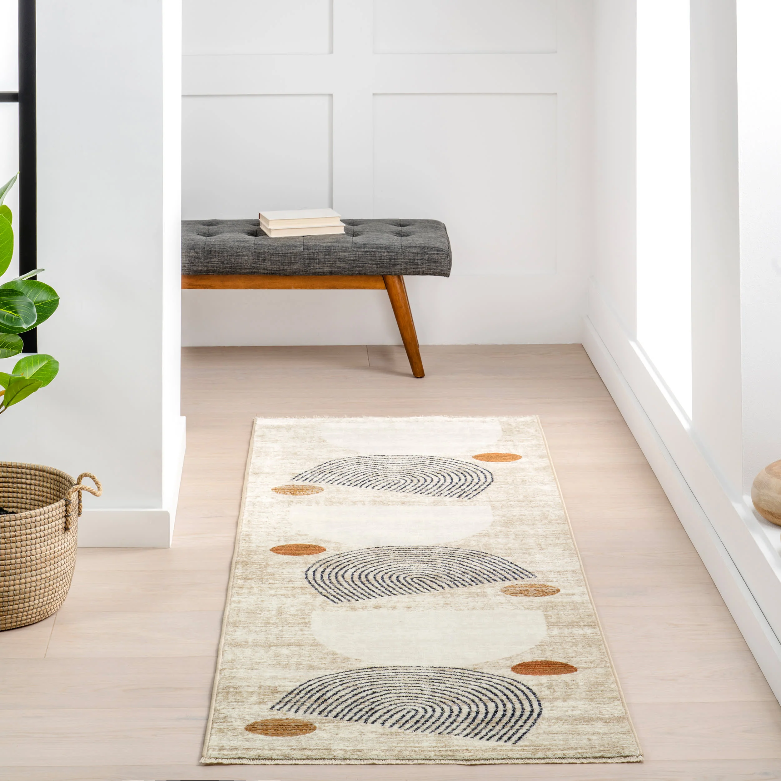 Yulissa Contemporary Rainbow Rug | Ivory - Image 2
