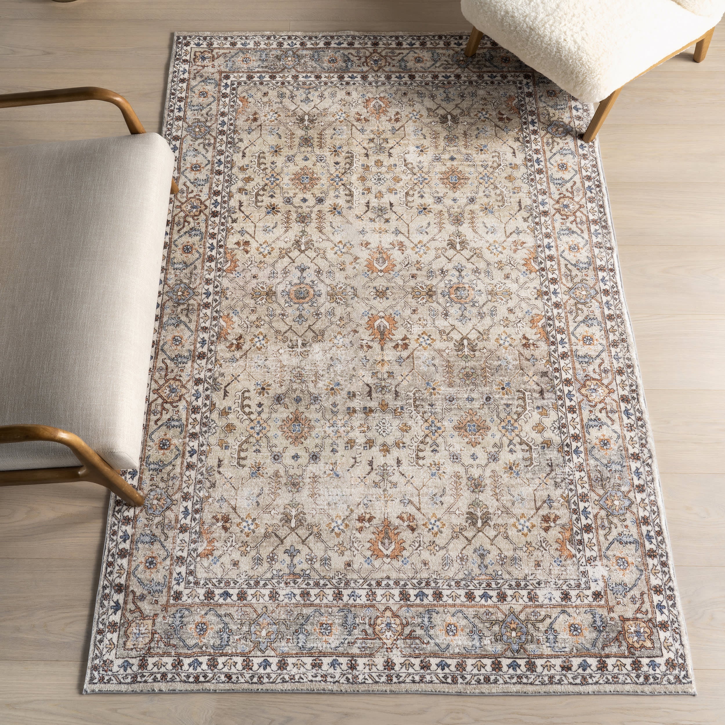 Yuna Medallion Washable Rug | Beige - Image 2