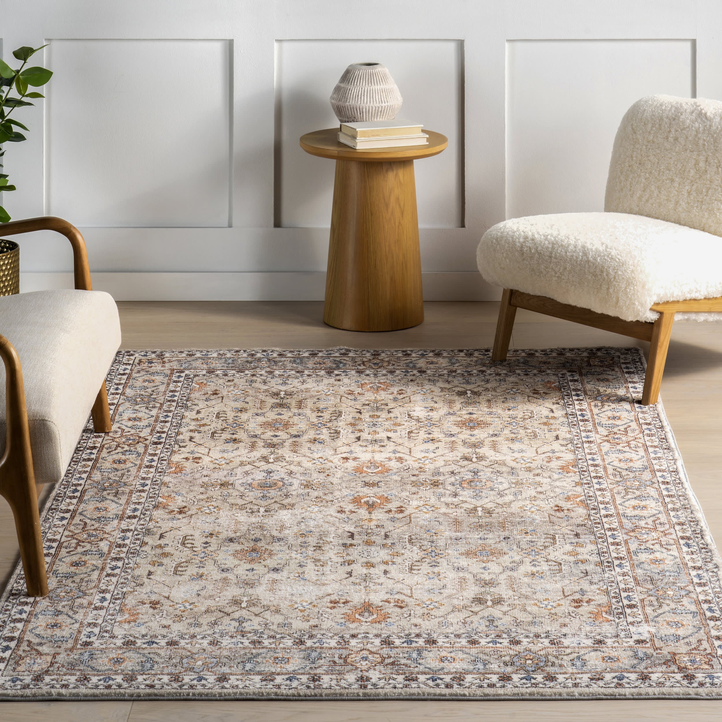 Yuna Medallion Washable Rug | Beige - Image 5