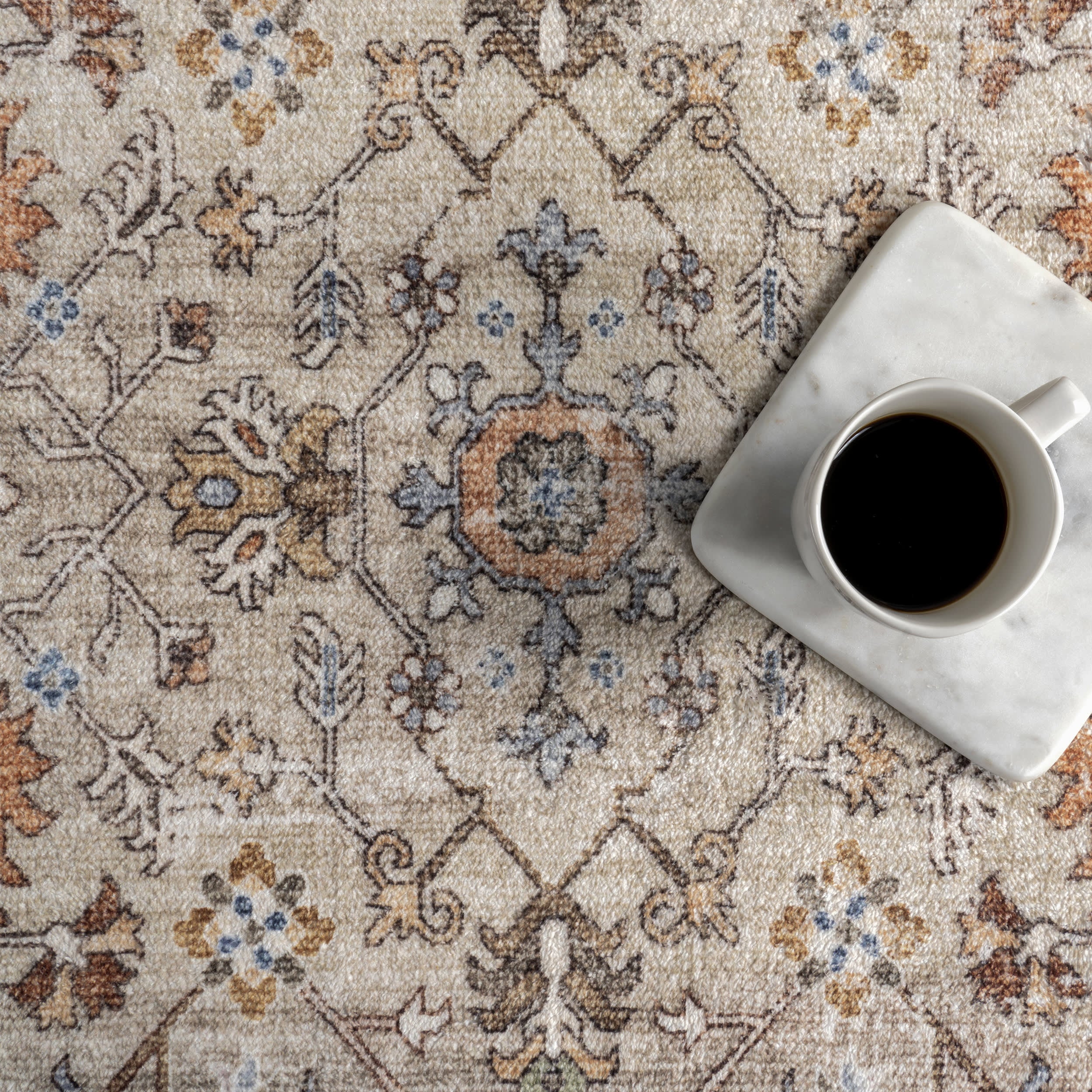 Yuna Medallion Washable Rug | Beige - Image 8