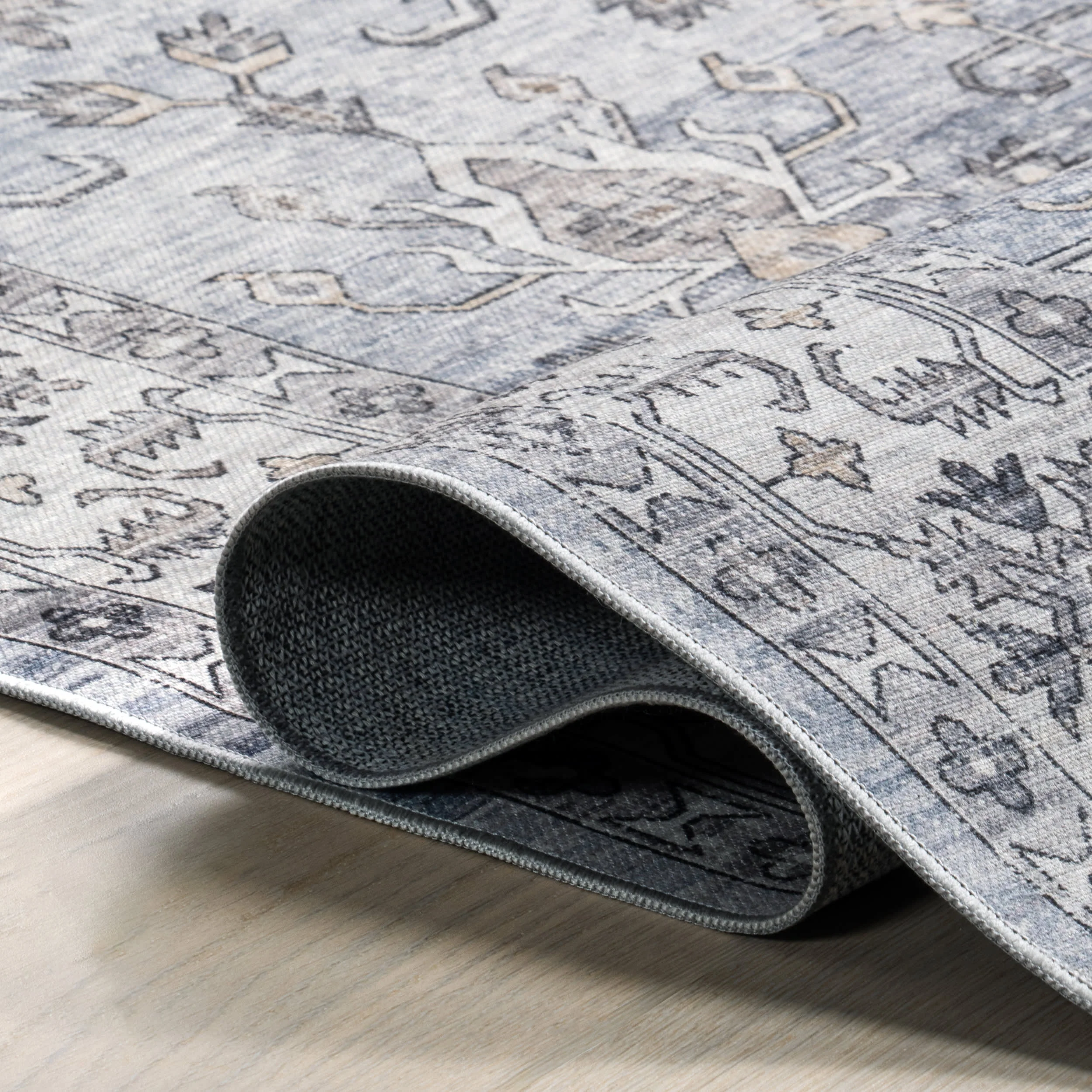 Yvette Spill Proof Washable Rug | Blue - Image 8