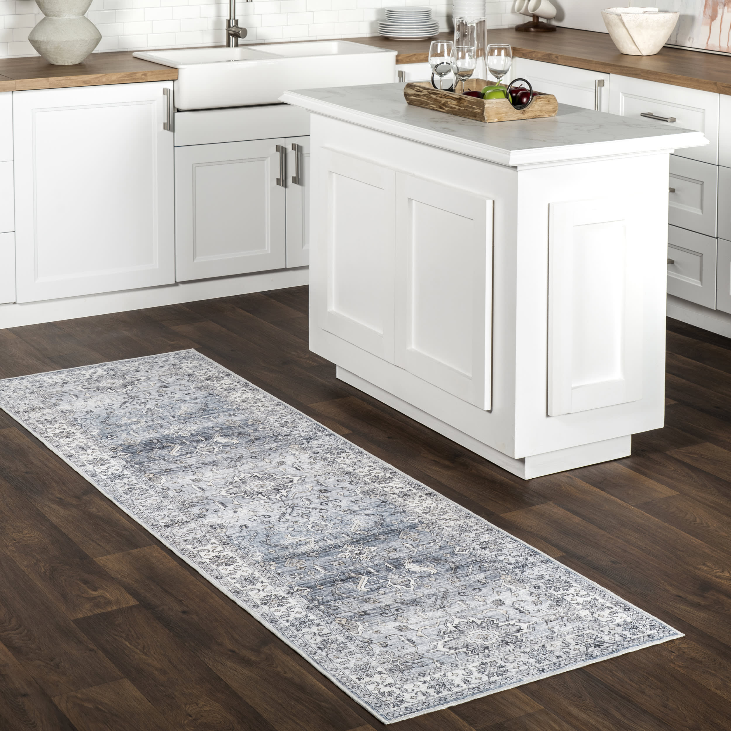 Yvette Spill Proof Washable Rug | Blue - Image 2