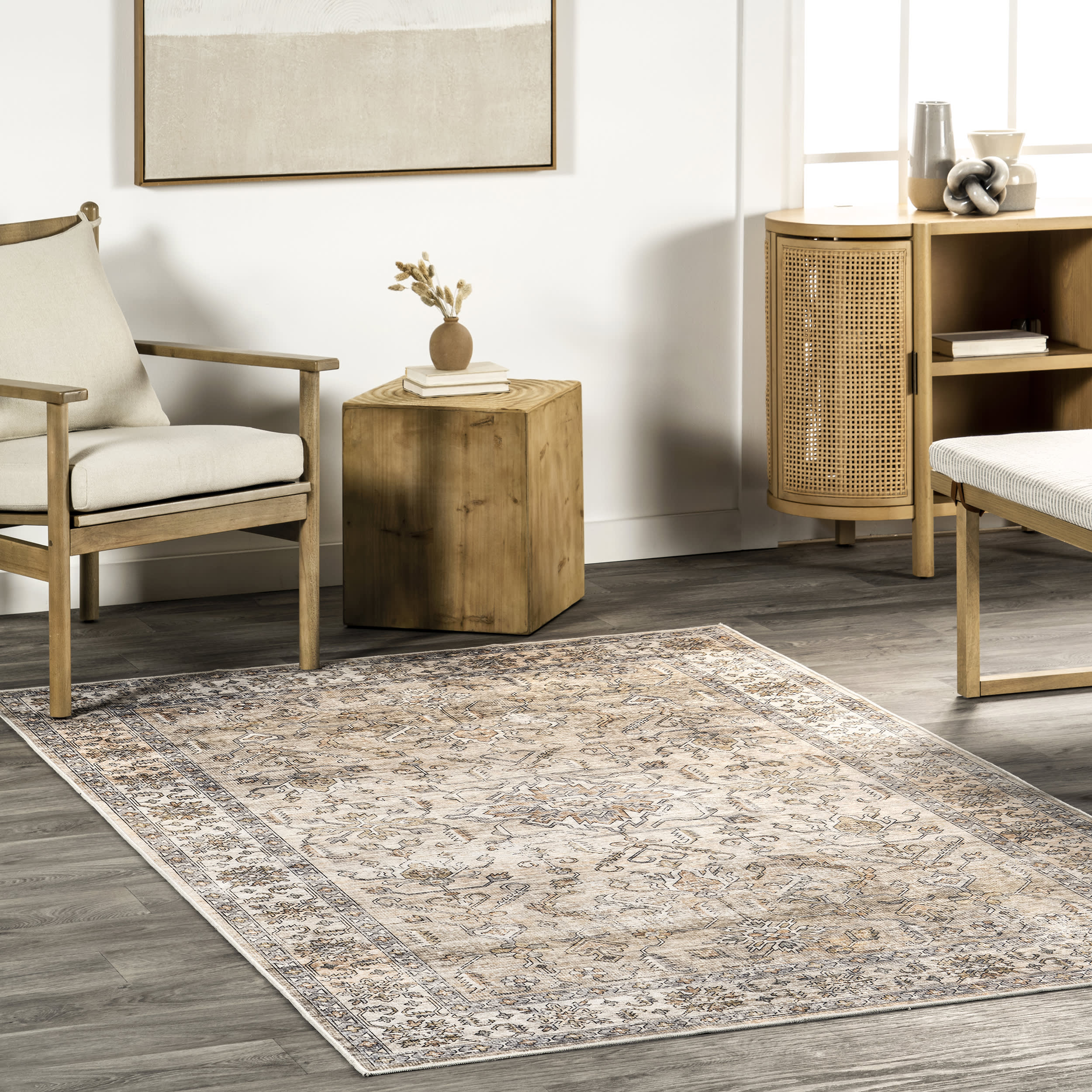 Yvette Spill Proof Washable Rug | Light Orange - Image 2