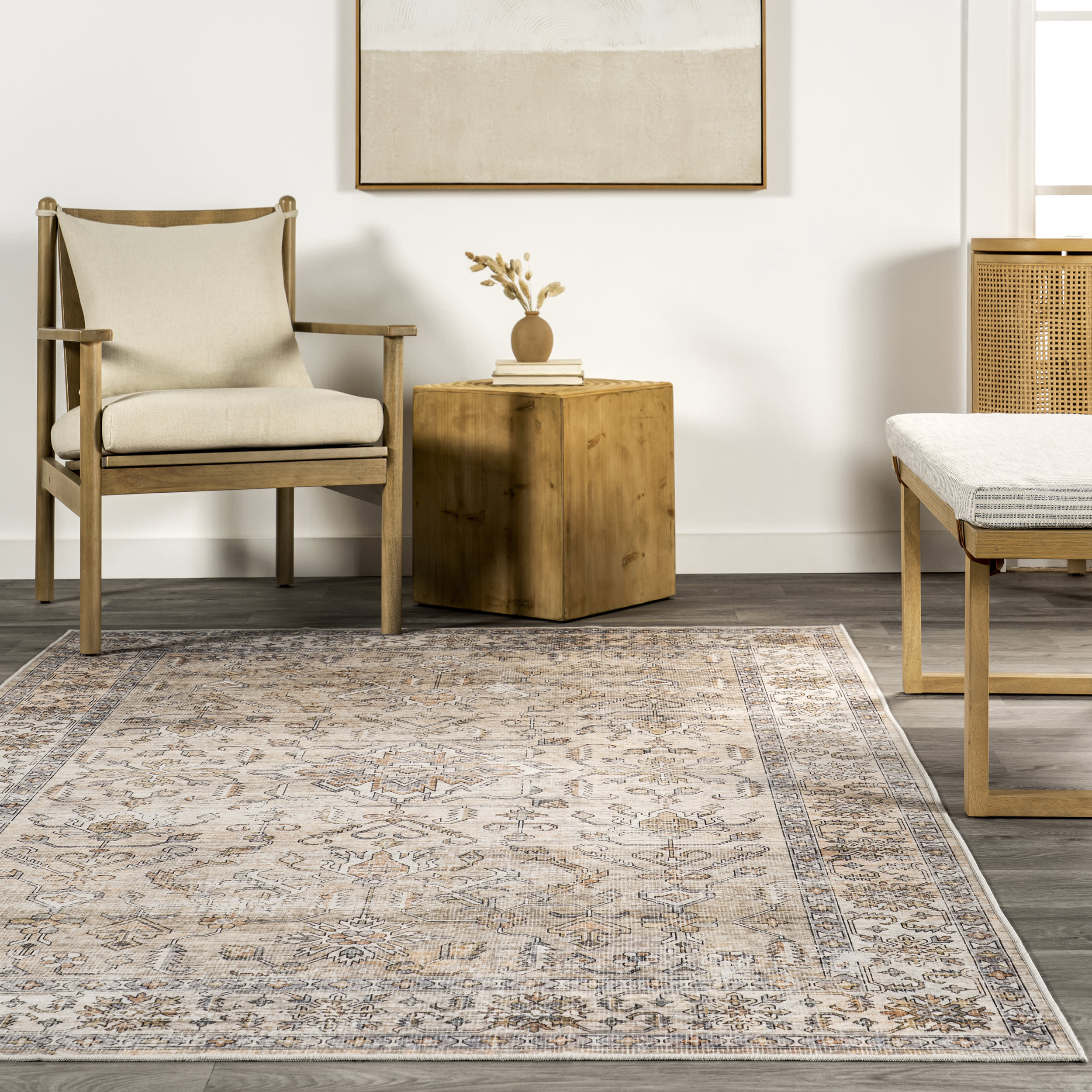 Yvette Spill Proof Washable Rug | Light Orange - Image 4
