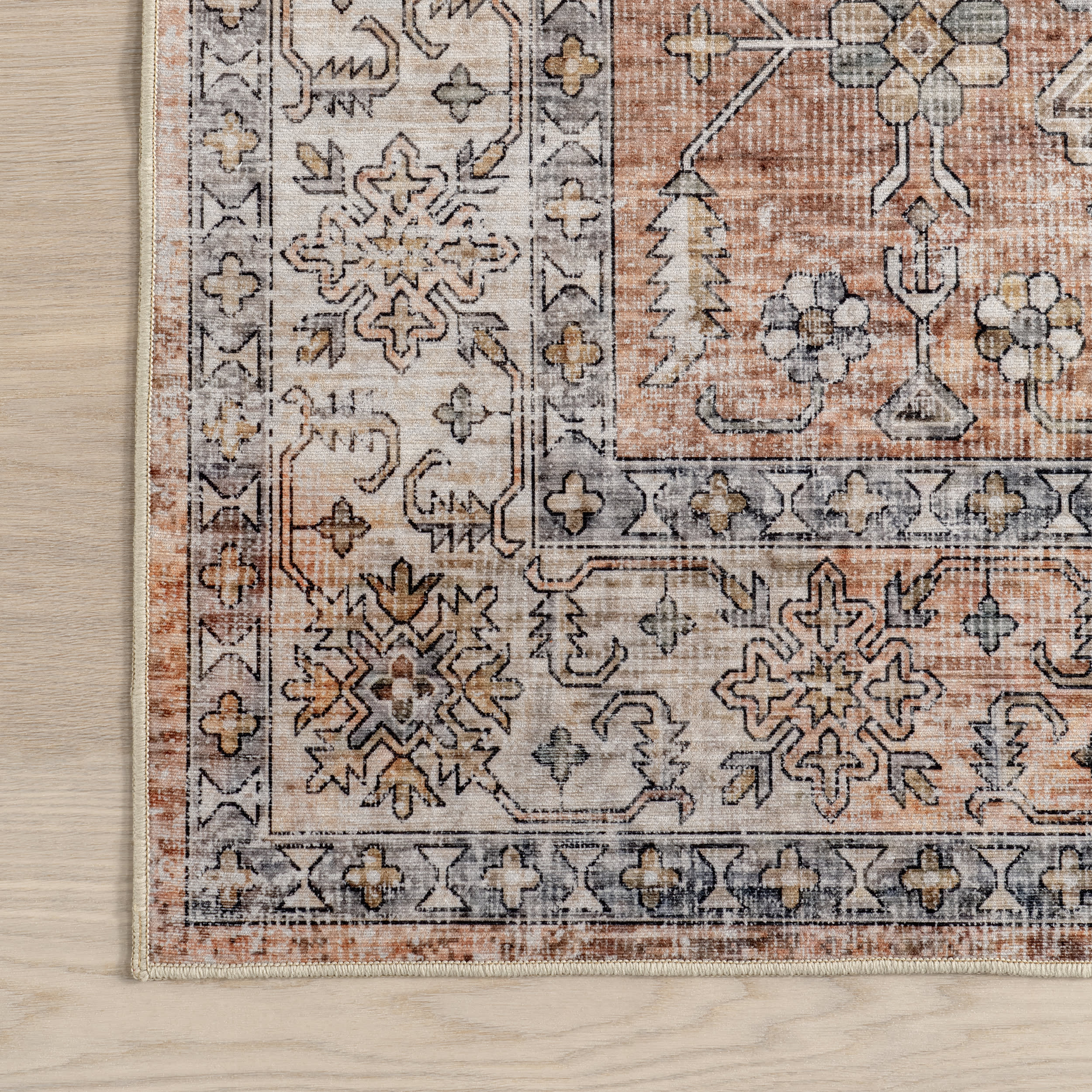 Yvette Spill Proof Washable Rug | Rust - Image 3