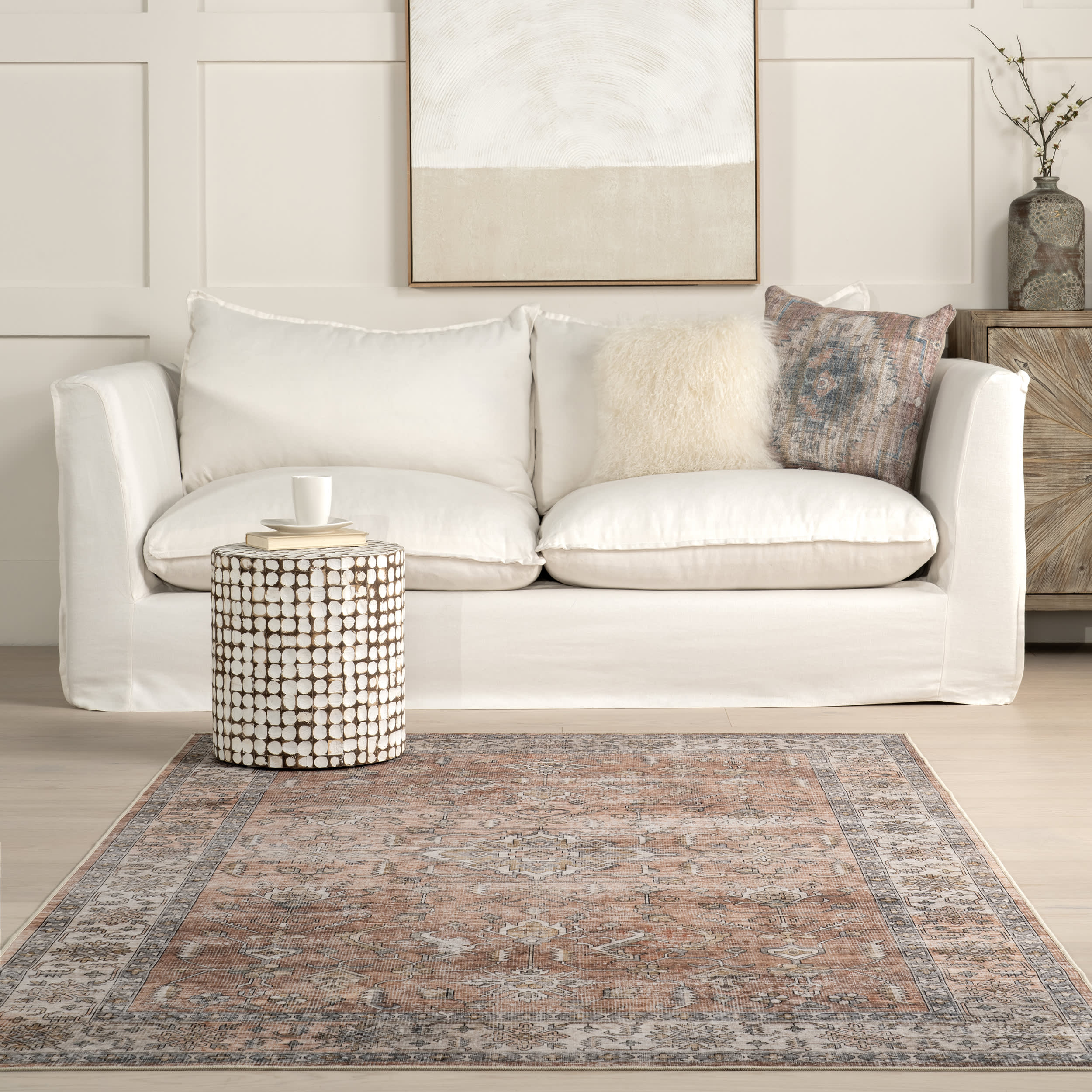 Yvette Spill Proof Washable Rug | Rust - Image 4