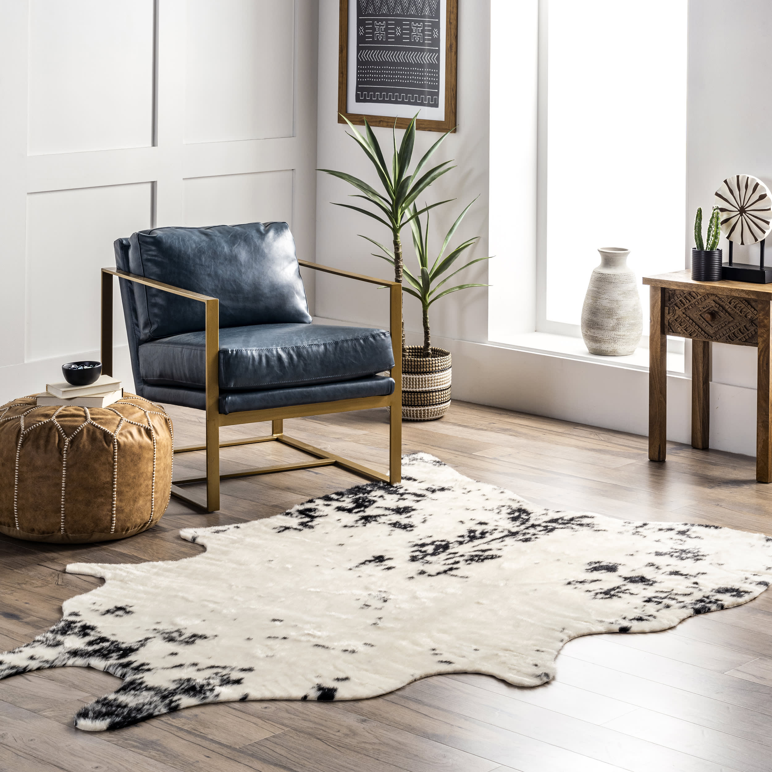 Zahara Faux Cowhide Washable Rug | Black - Image 2