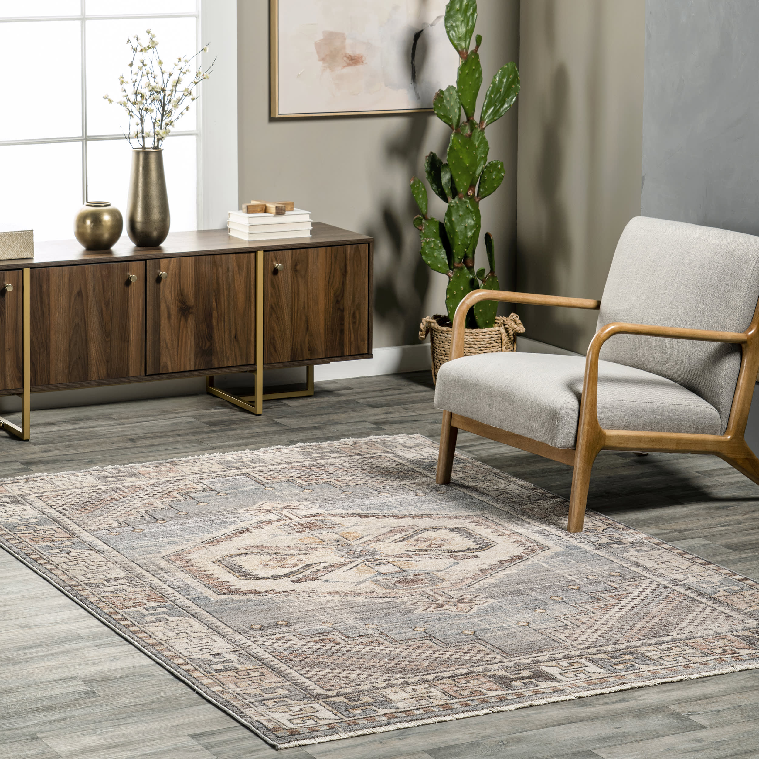 Zamaya Vintage Medallion Rug | Blue - Image 2