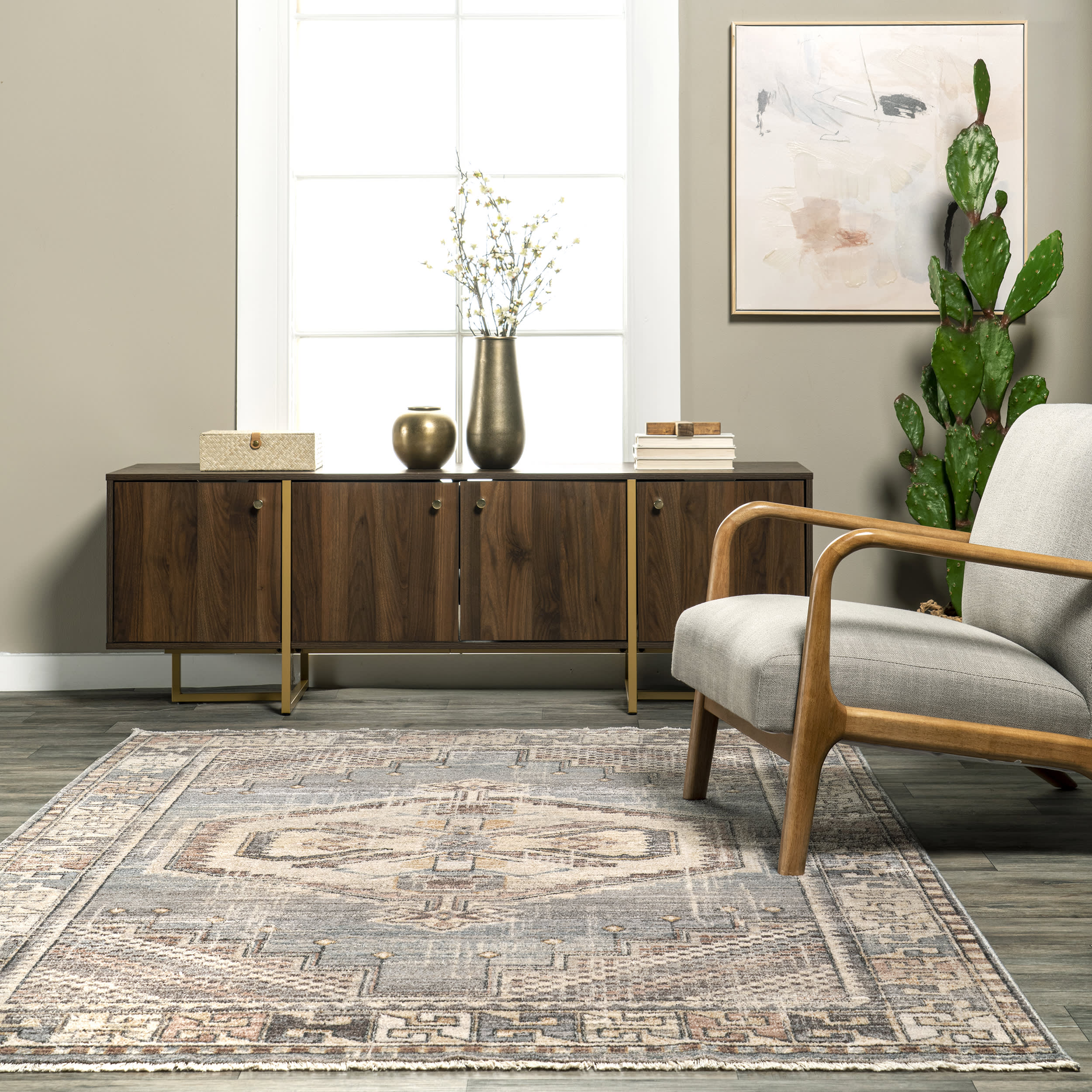 Zamaya Vintage Medallion Rug | Blue - Image 4