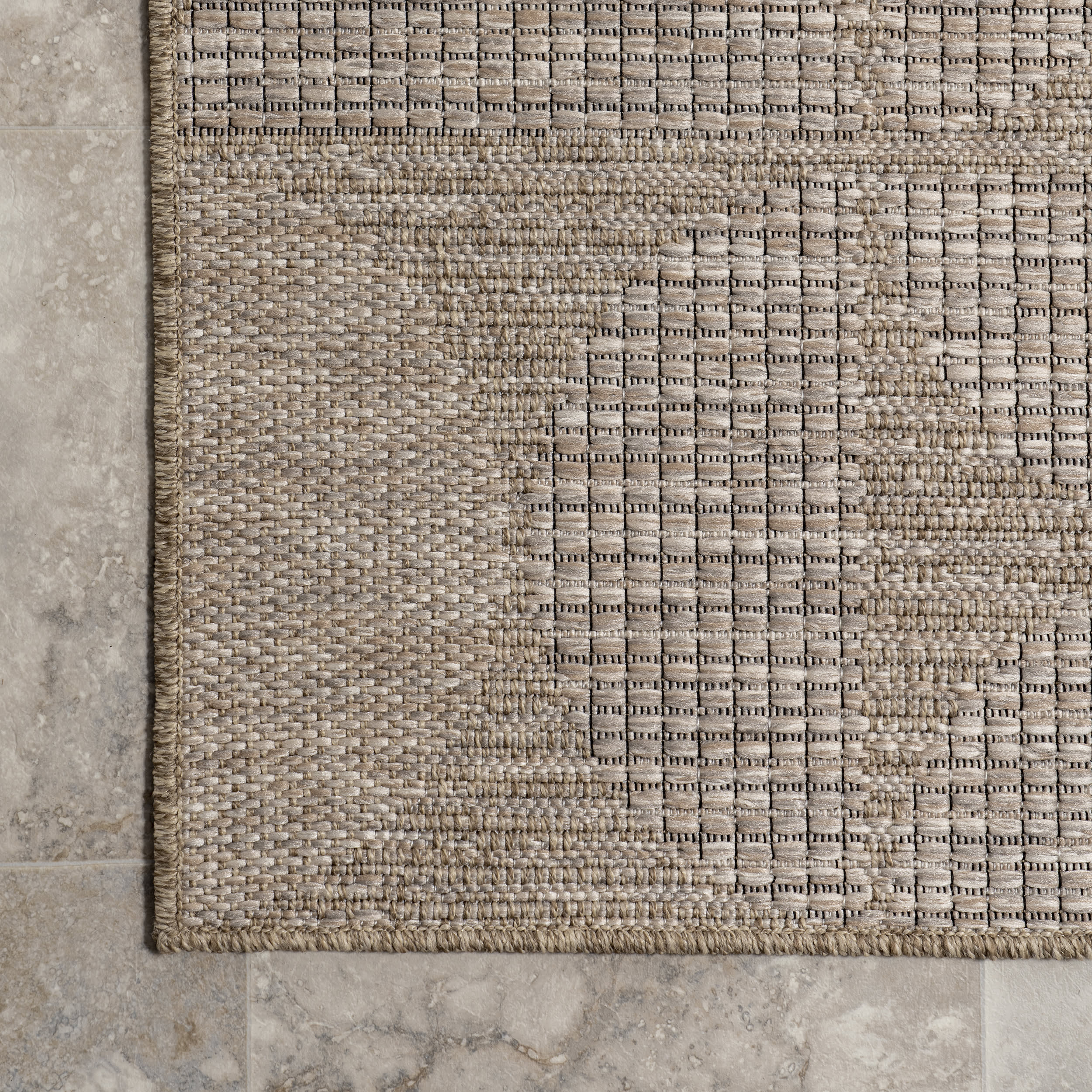 Zaneta Geometric Tiled Indoor/Outdoor Rug | Grey - Image 3