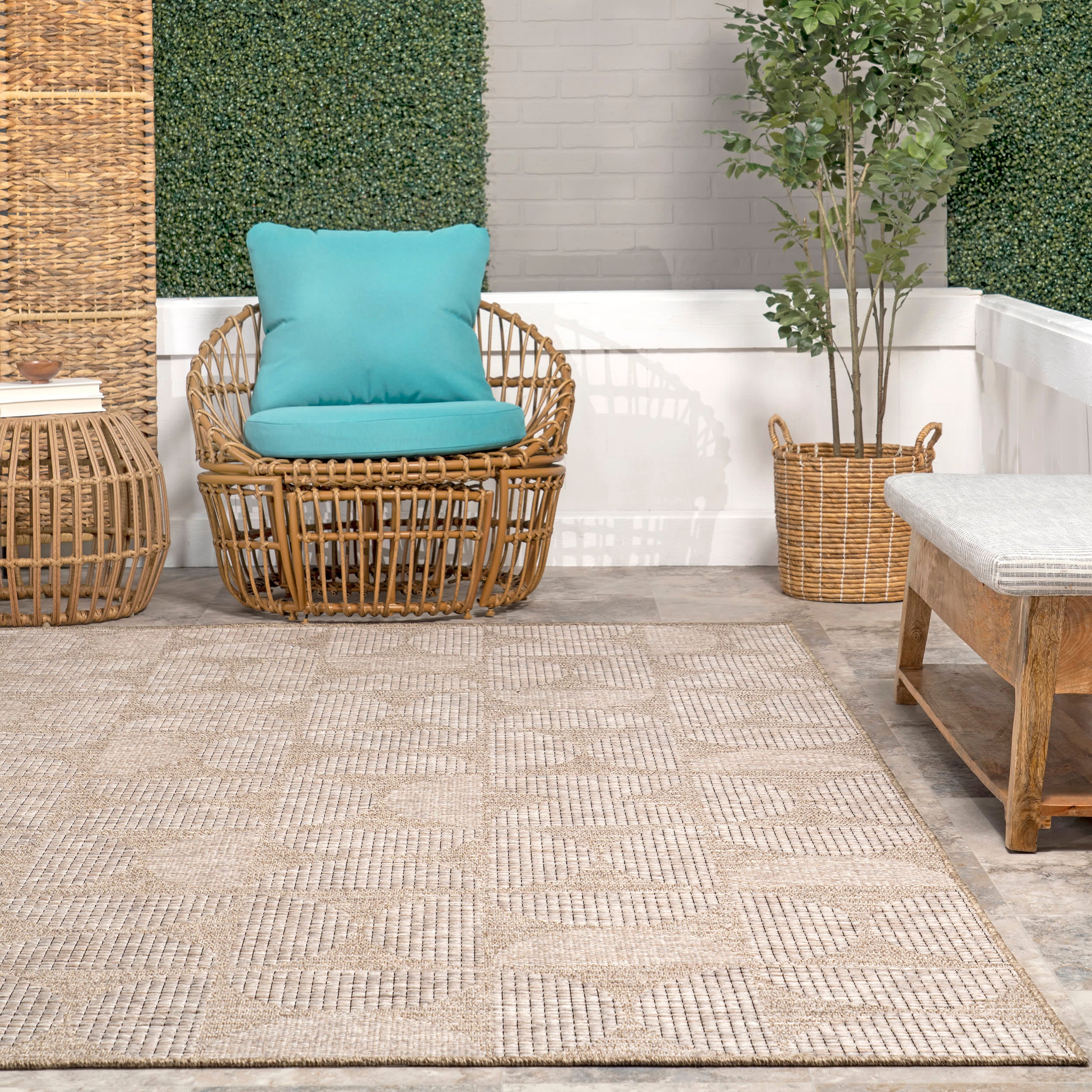 Zaneta Geometric Tiled Indoor/Outdoor Rug | Grey - Image 4