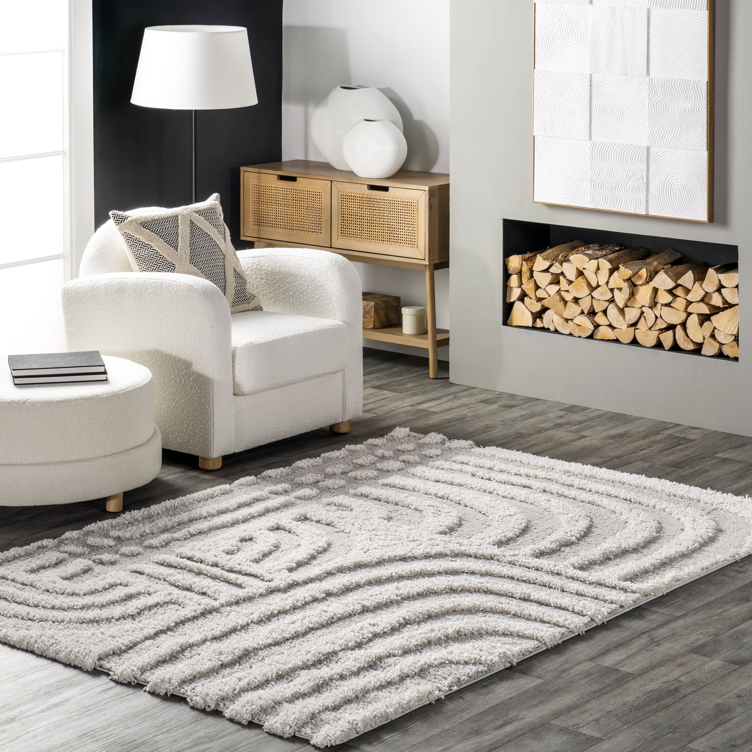 Zaylee Shag Waves Rug | Beige - Image 2