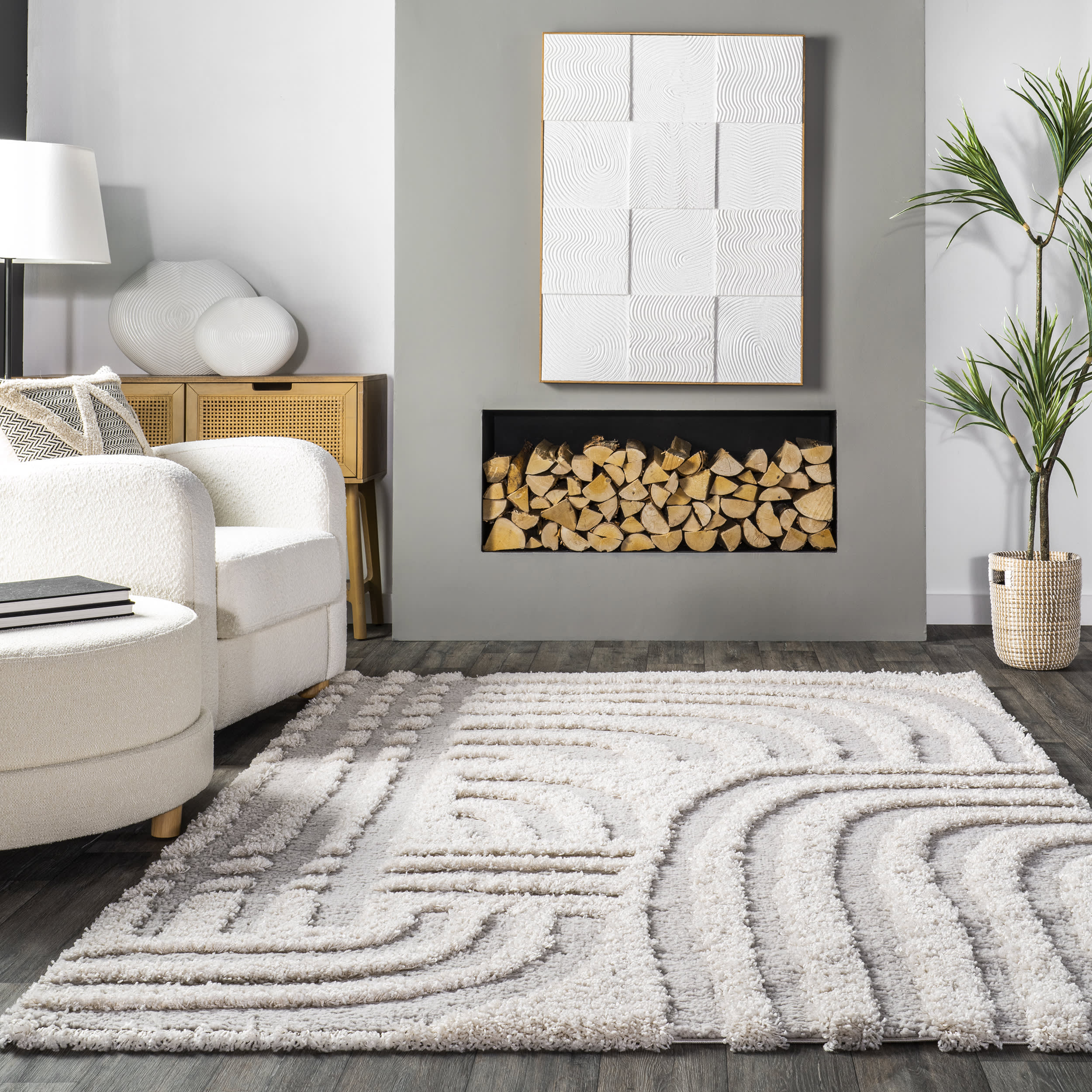 Zaylee Shag Waves Rug | Beige - Image 4