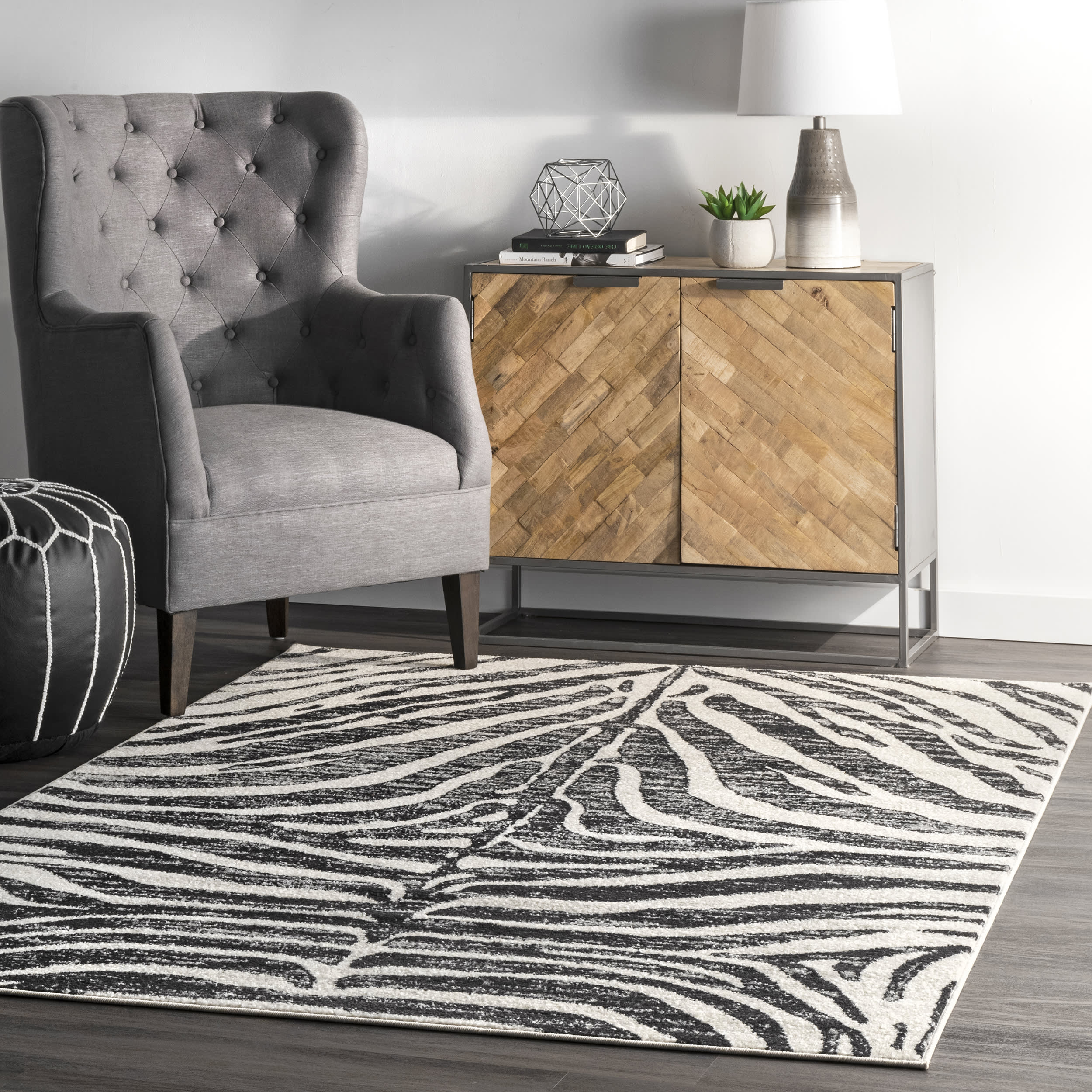 Zebra Stripes Rug | Black - Image 2