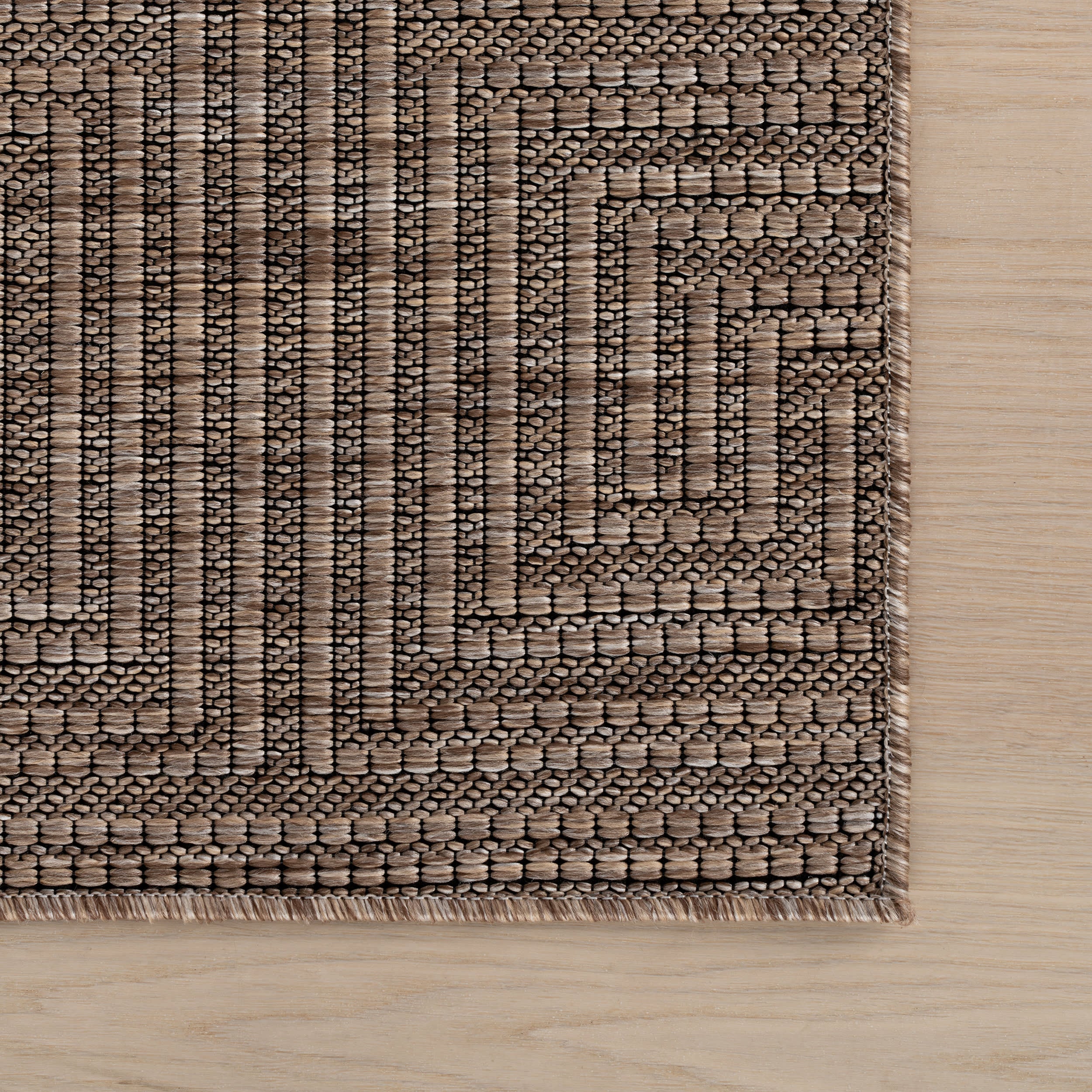 Zelai Modern Geometric Indoor/Outdoor Rug | Brown - Image 4